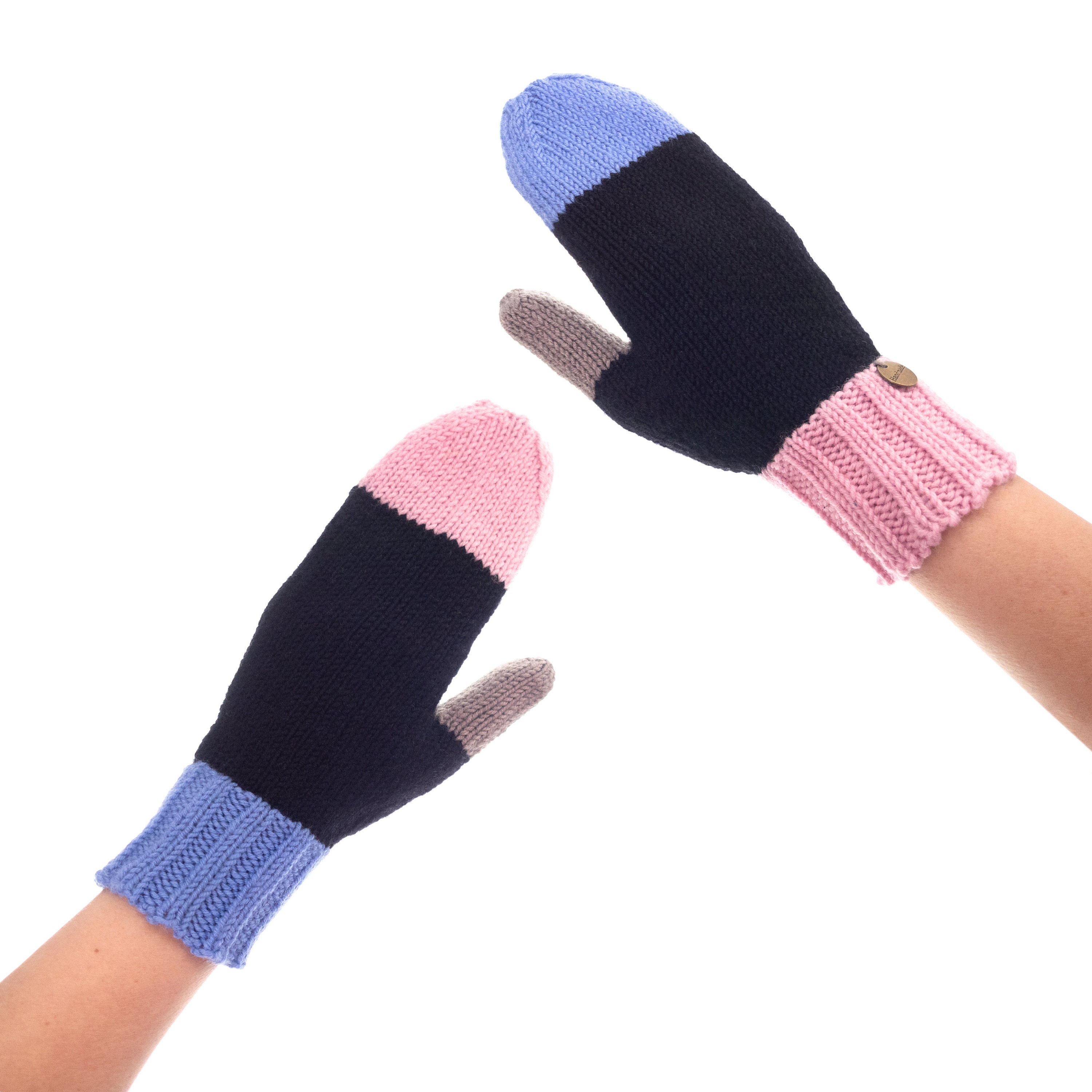 Wool Mittens for Women, Handmade asymmetrical