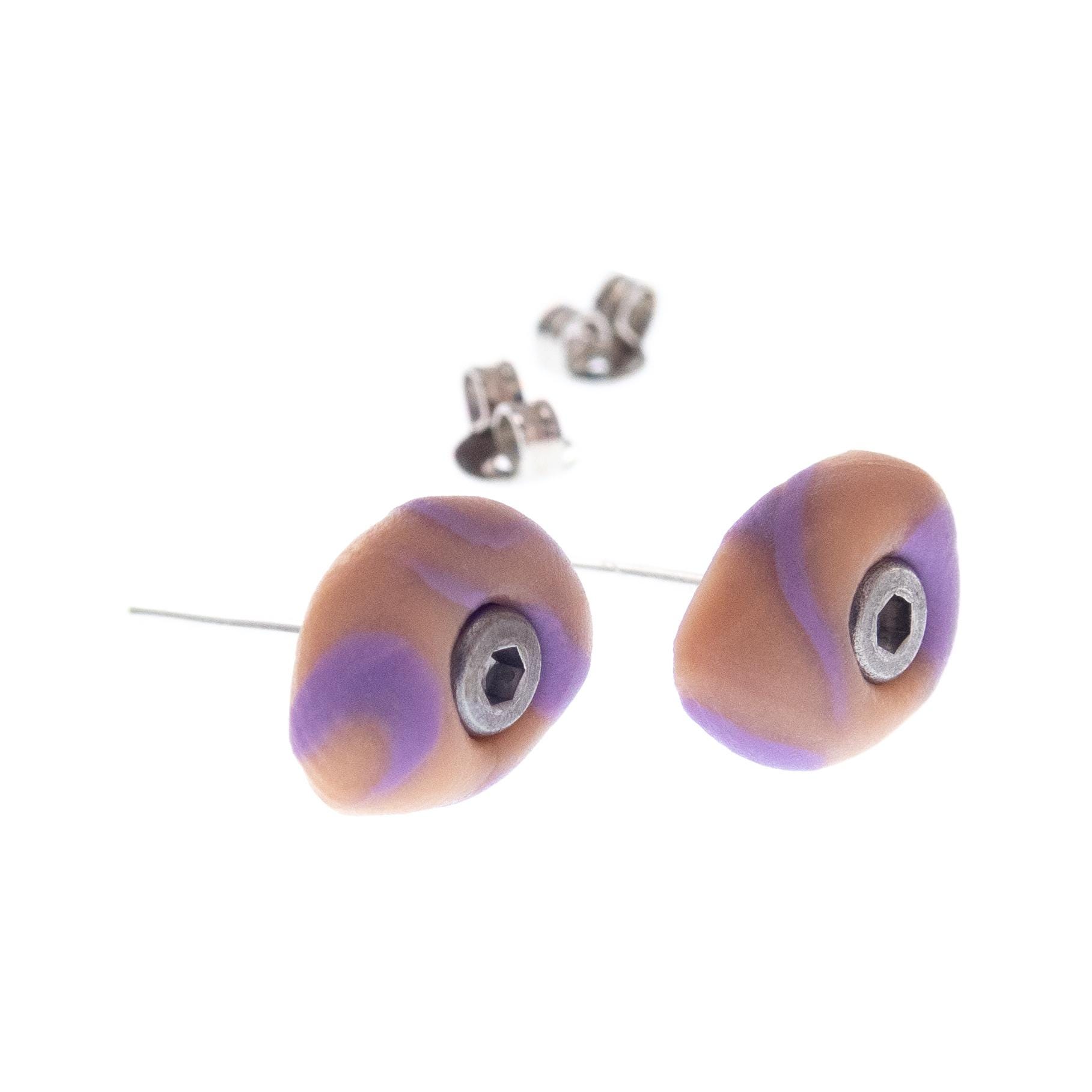 Bouldering earrings with miniature climbing wall holds, a minimalist gift for climbers