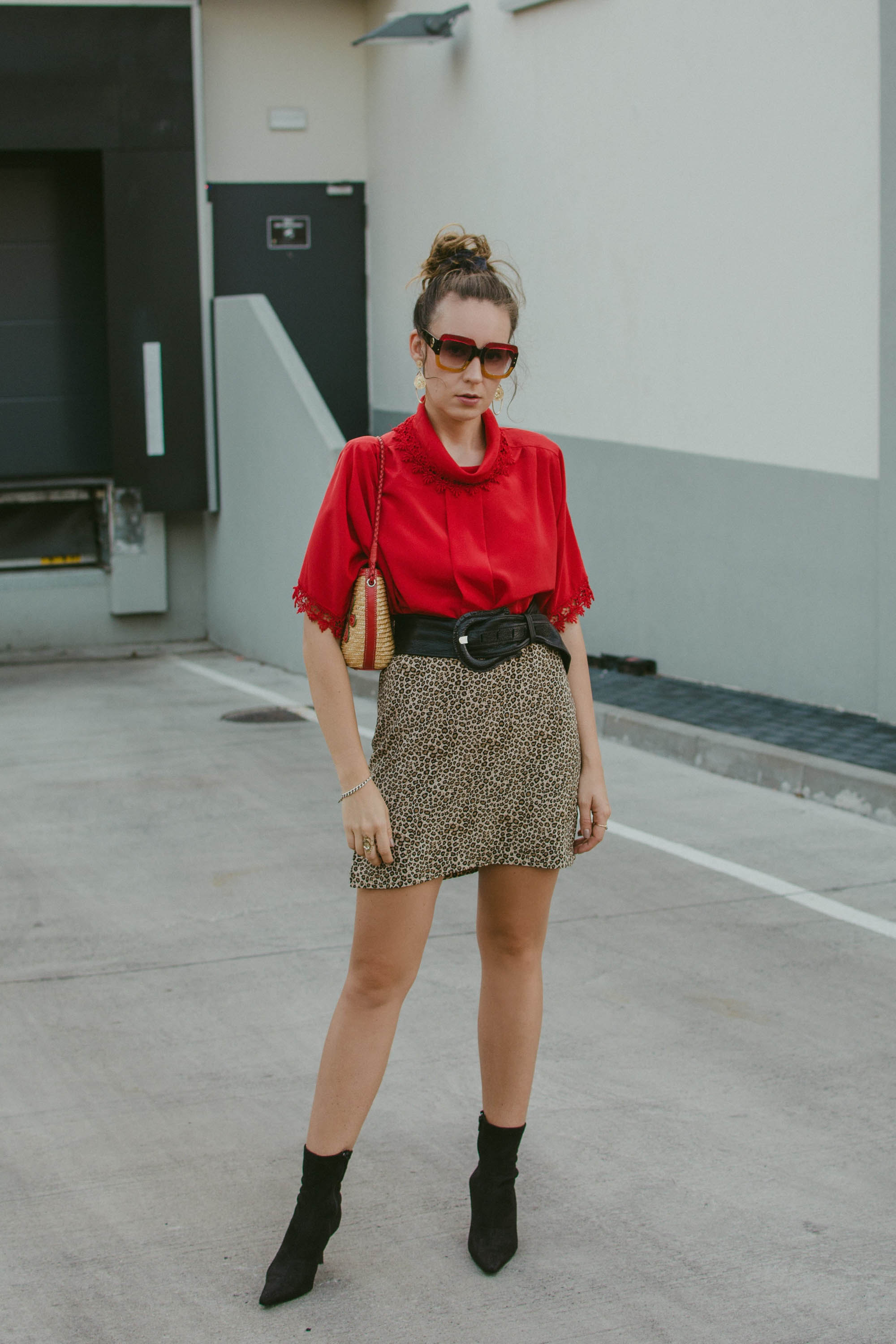 red vintage blouse