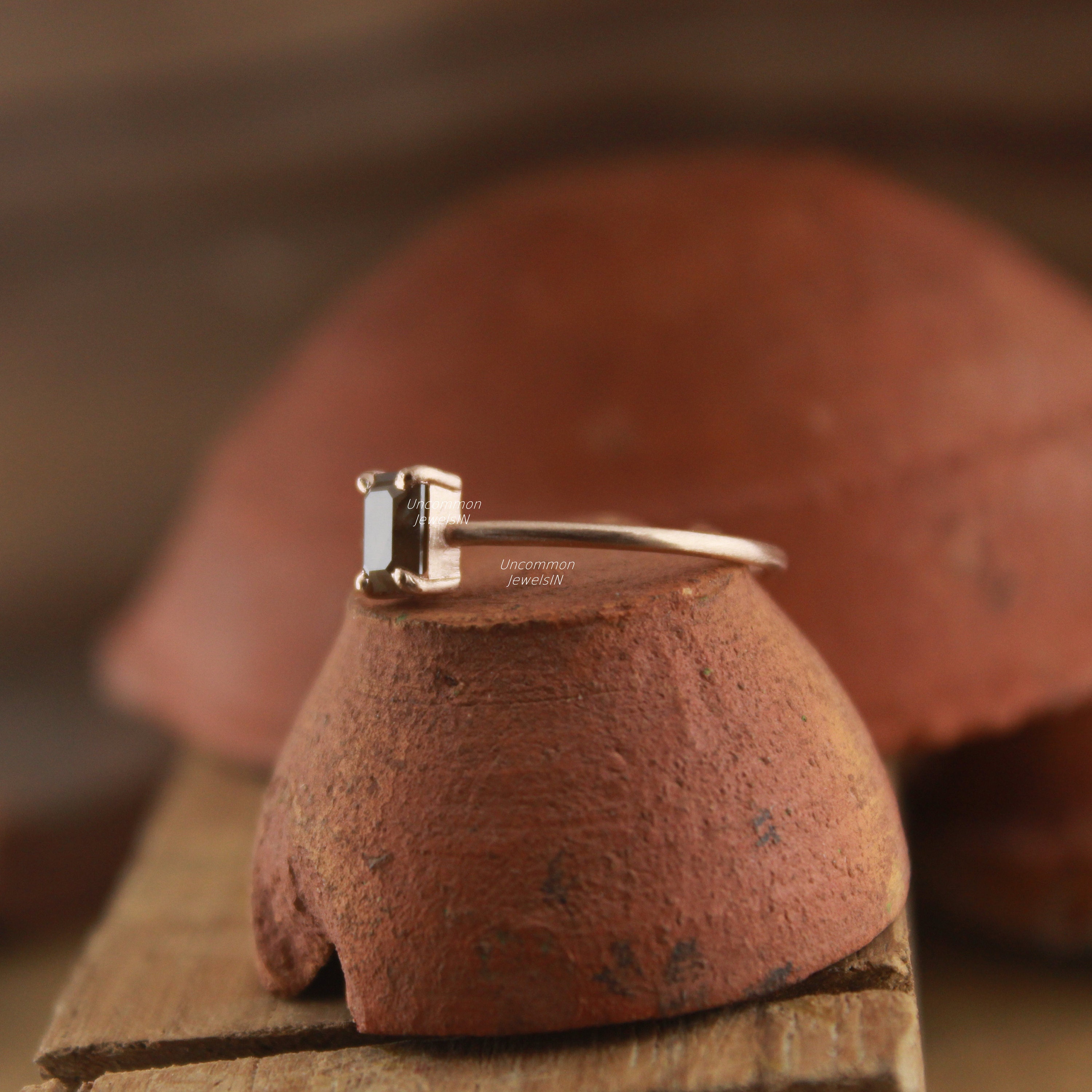Baguette Diamond Ring, 10k solid rose gold ring