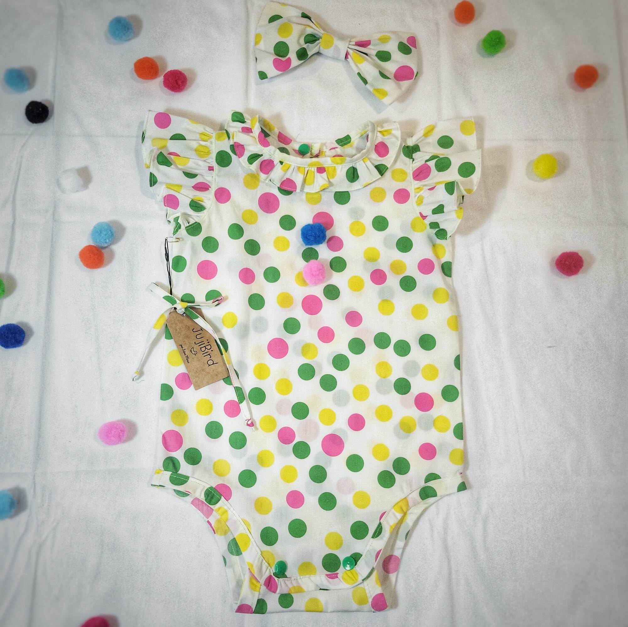 polka dot onesie big bow