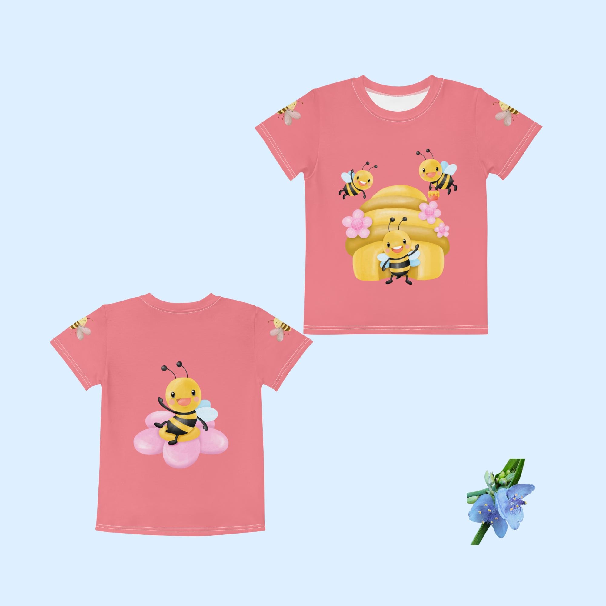 Honeybee Girls Cotton Tee - Crew Neck T-Shirt for Kids
