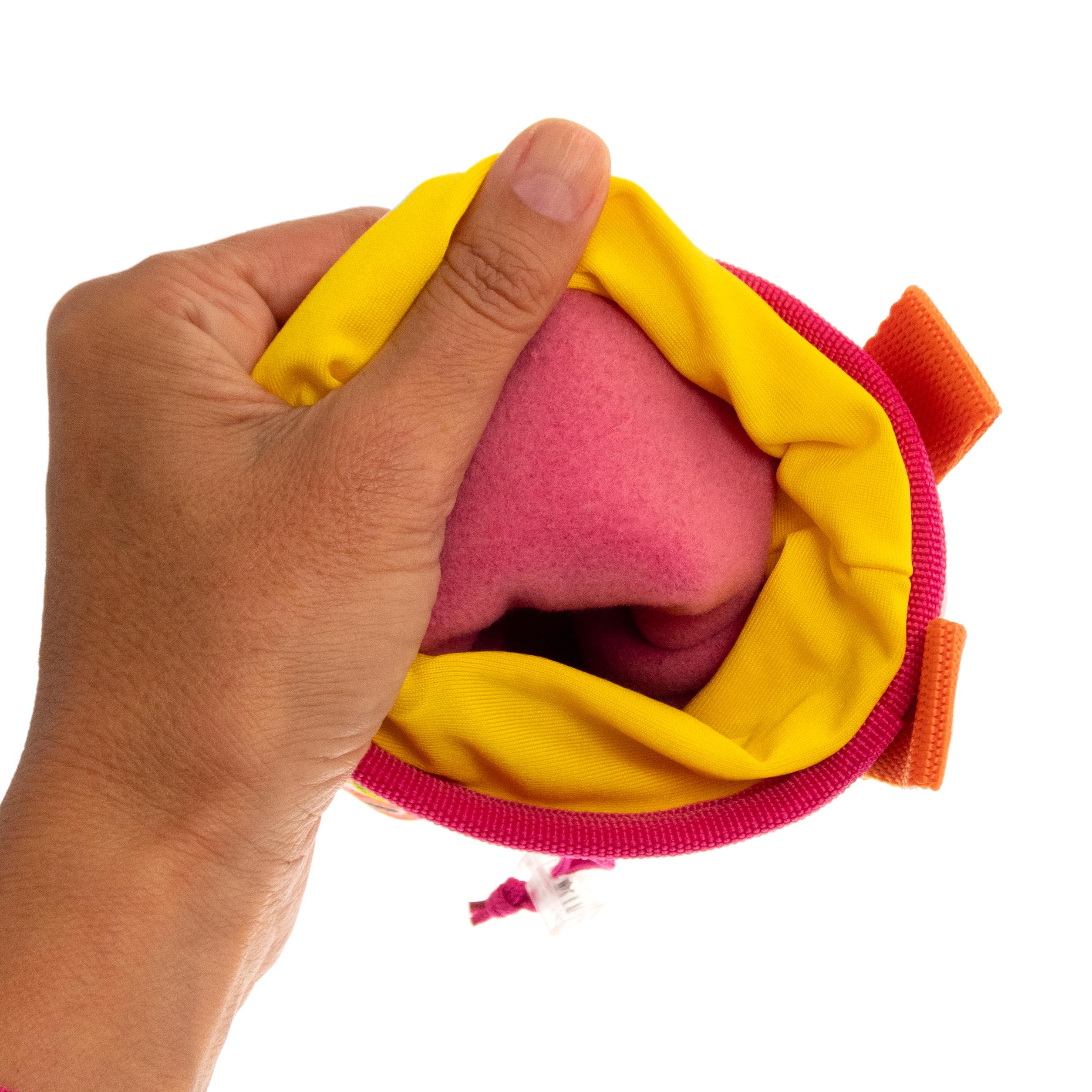 Soft fleece interior of the small S size climbing chalk pouch