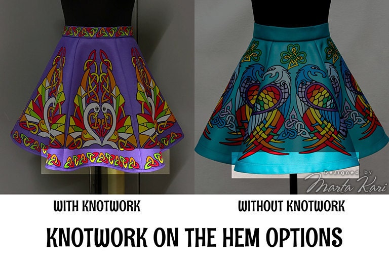 Options for the knotwork on the hem of the skirt
