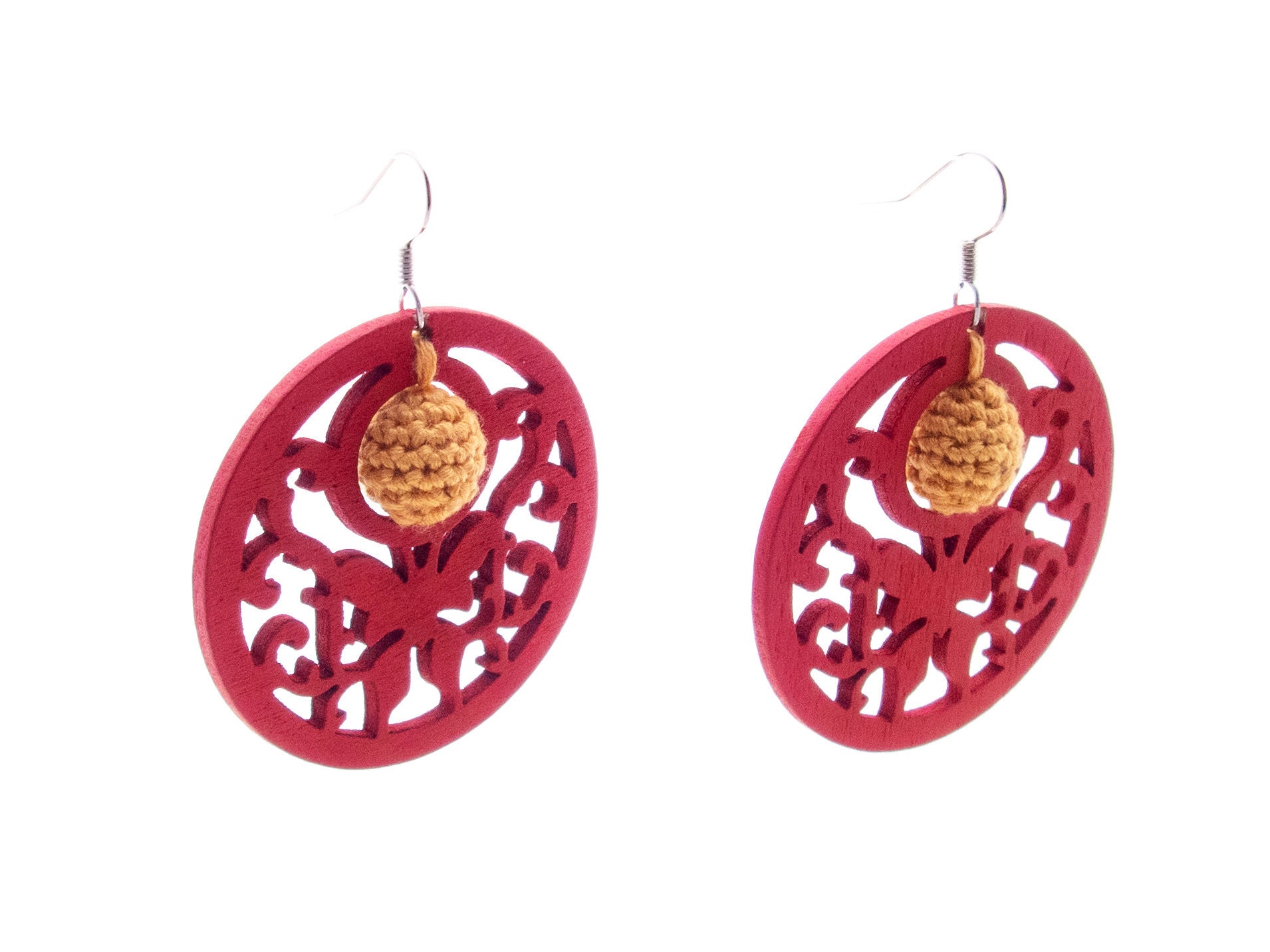 handmade red hoop earrings