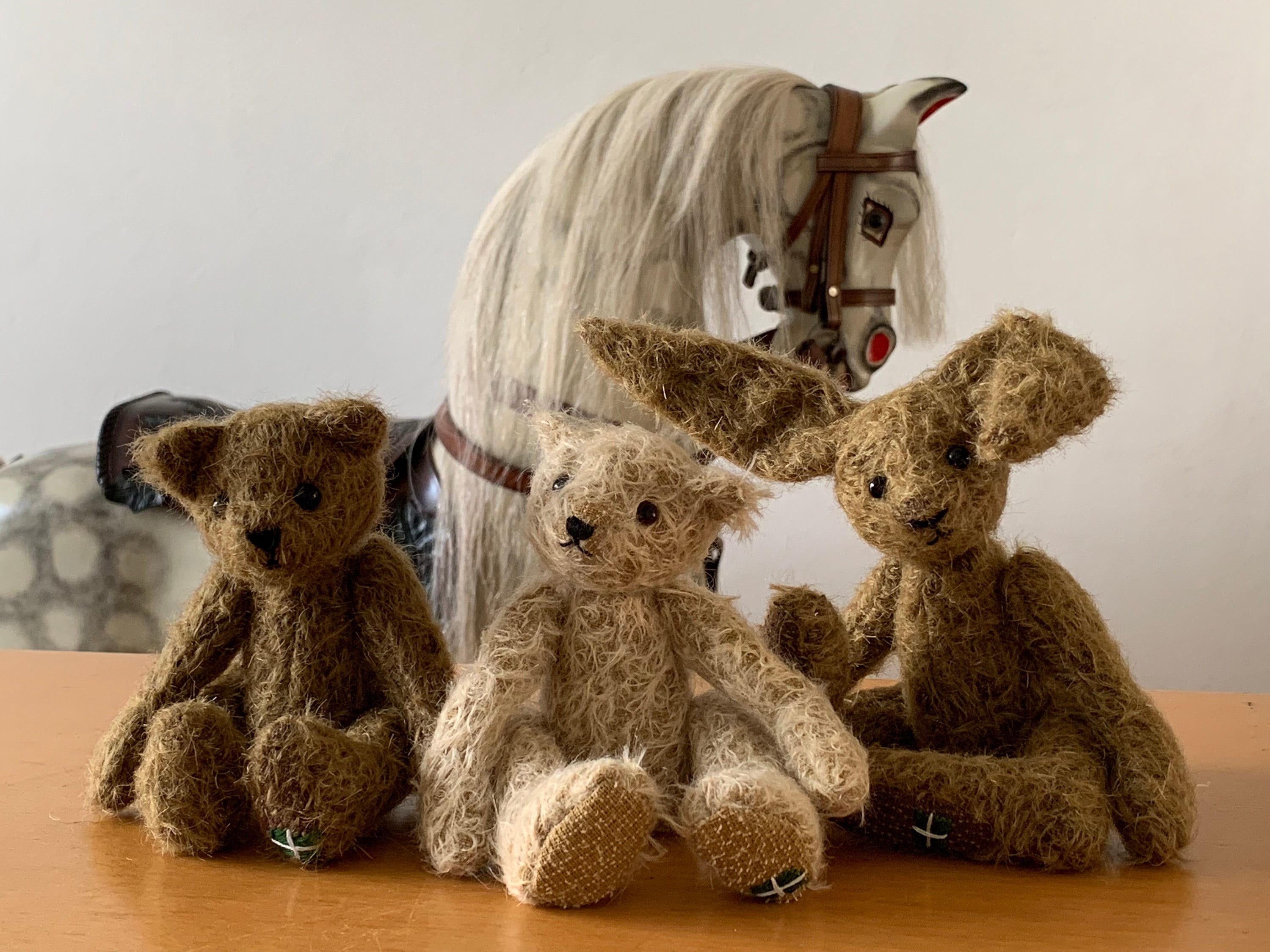 Peanut, Percy and Hector hanging out near Romulus the rocking horse which was handmade by my wonderful Dad.