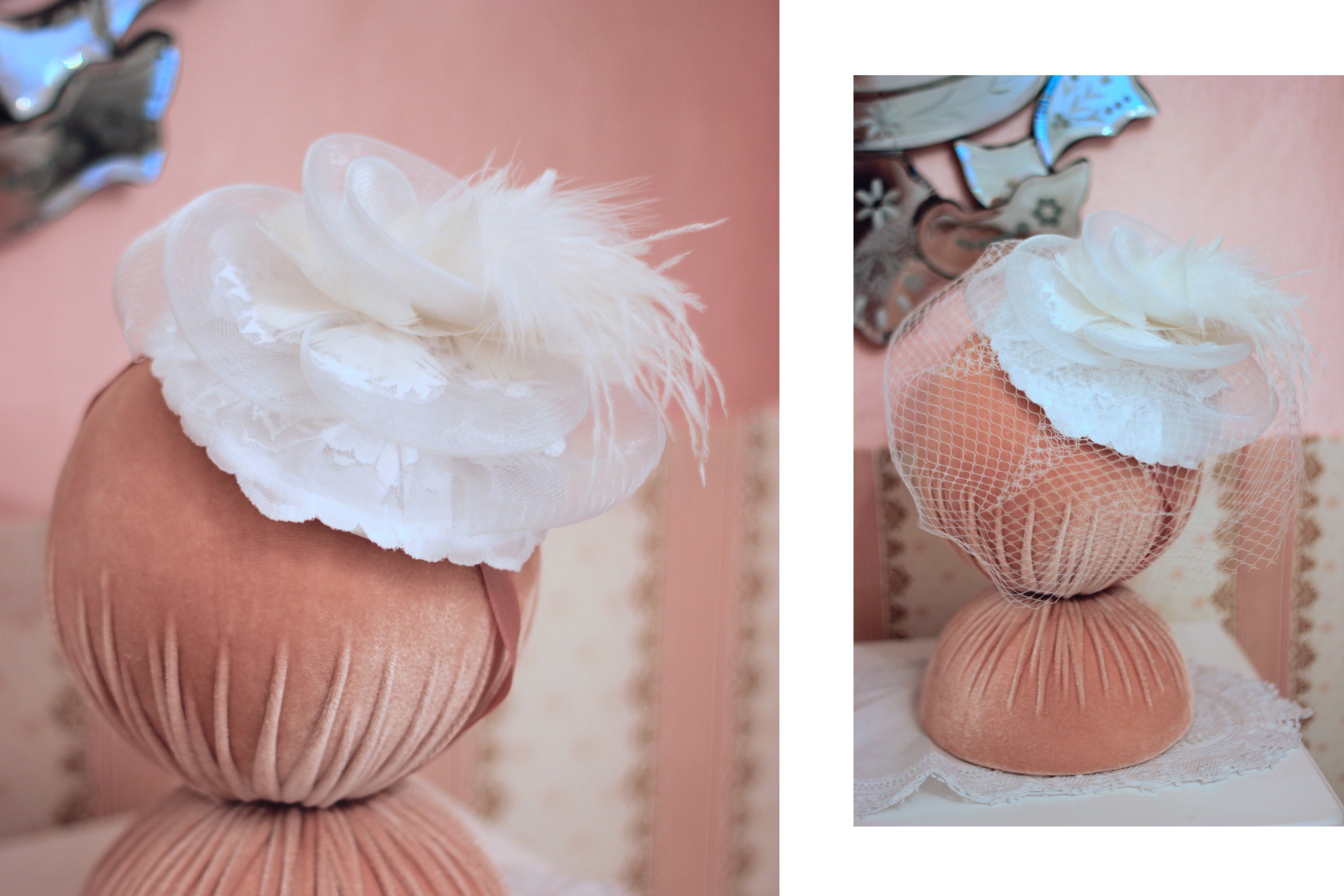 Versatile bridal mini hat you can use with or without the veil, by Elizabete Munzlinger.