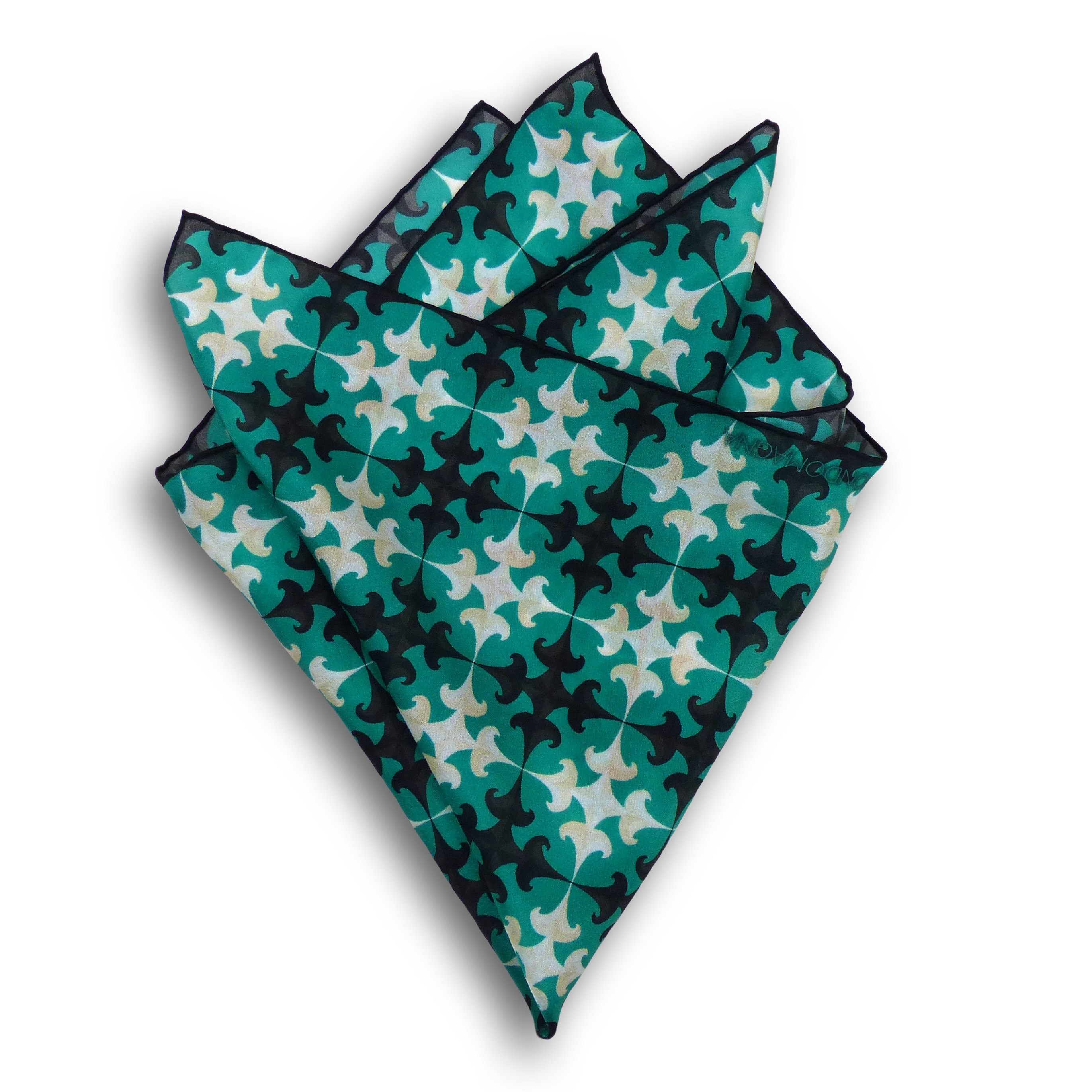 green black and white silk pocket square