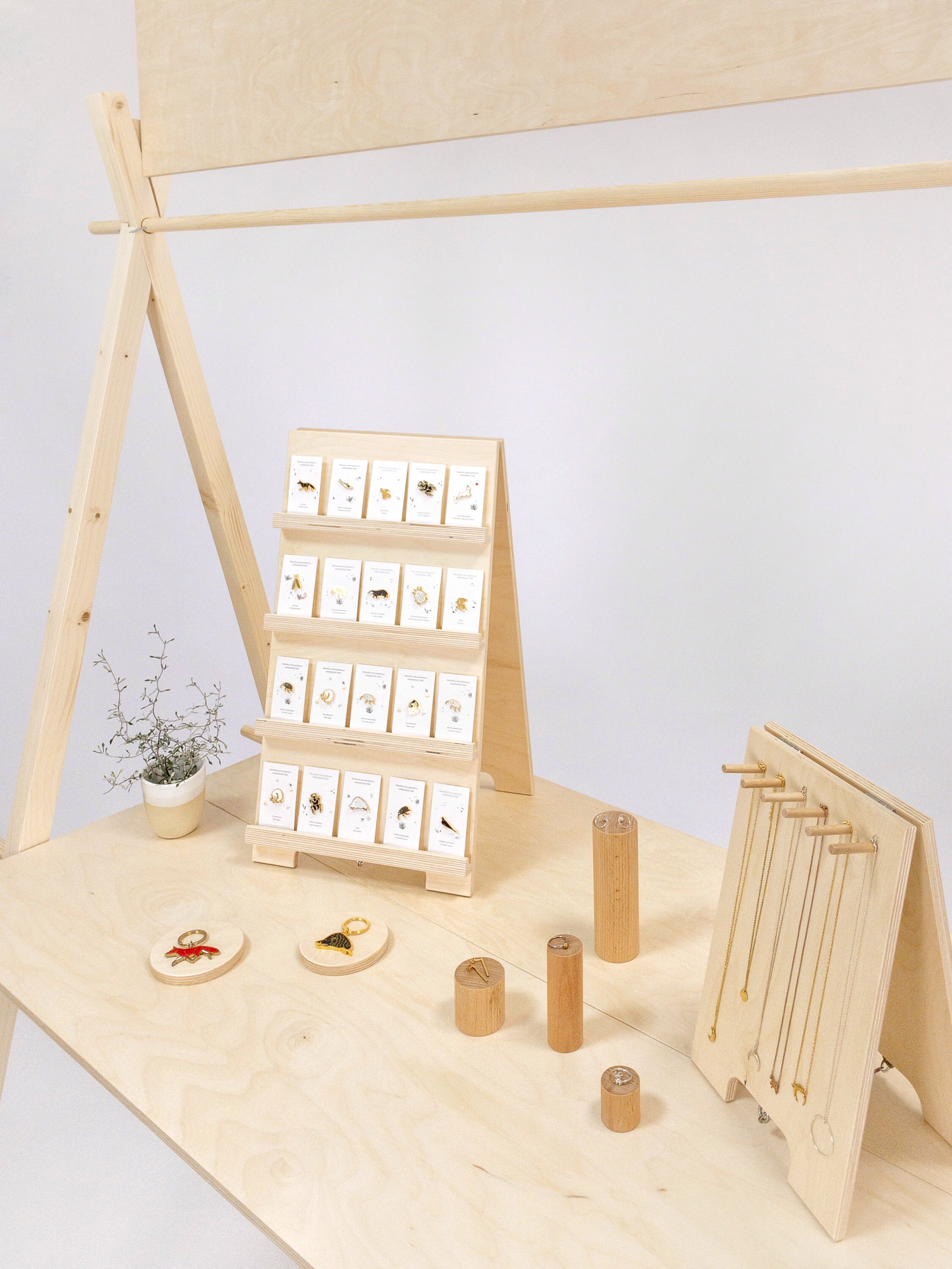 Vendor table with earring and necklace stands
