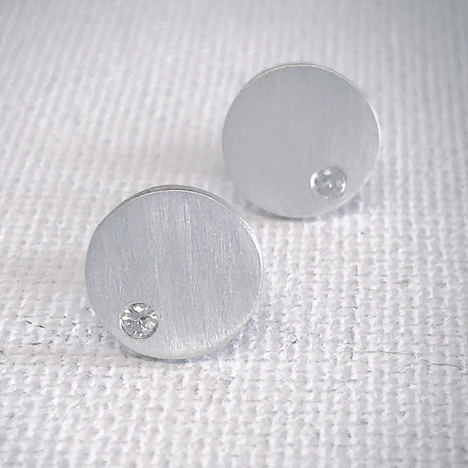 White Sapphire Disc Earrings