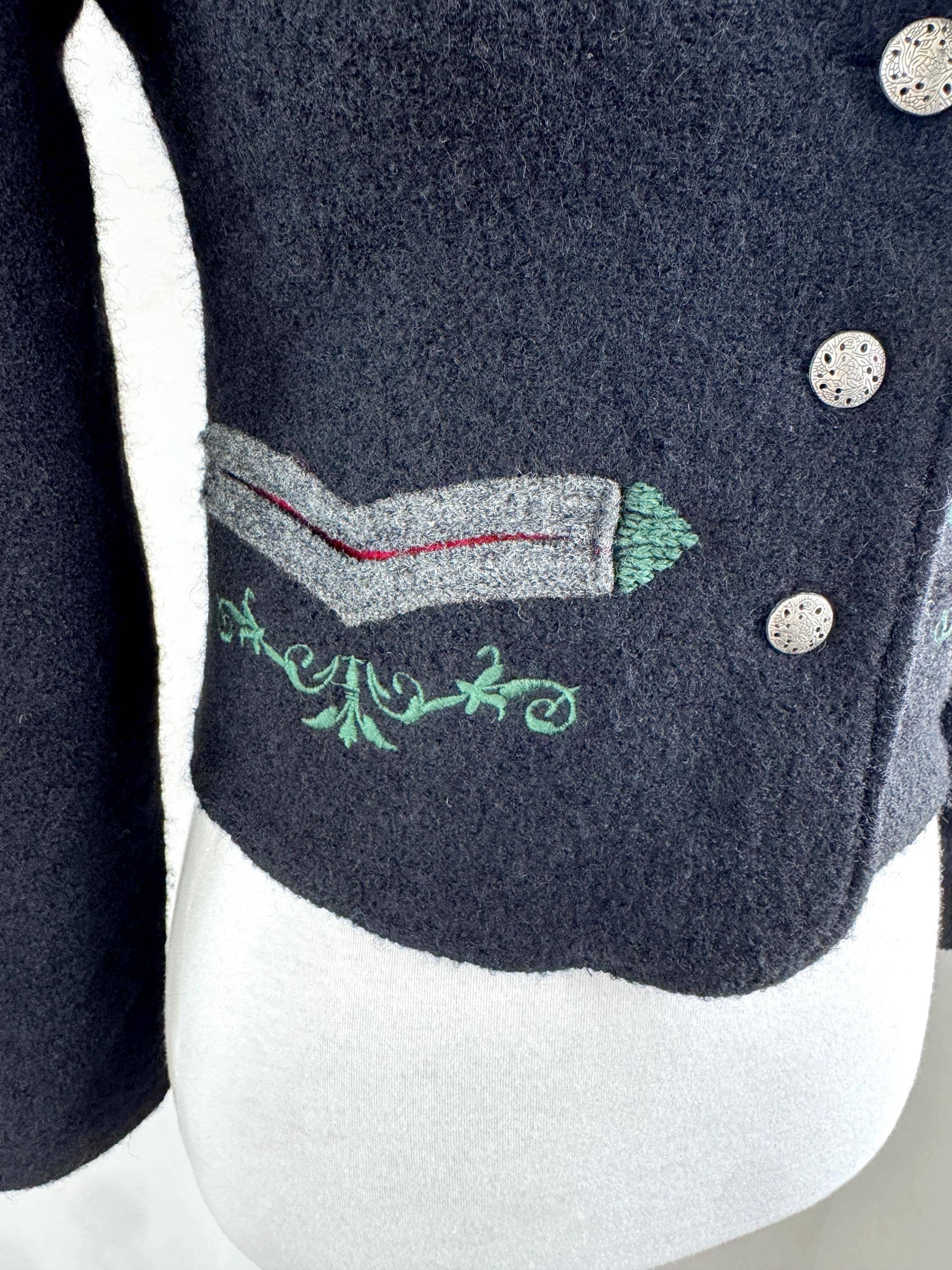 Embroidered Pockets of a Vintage Wool Blazer