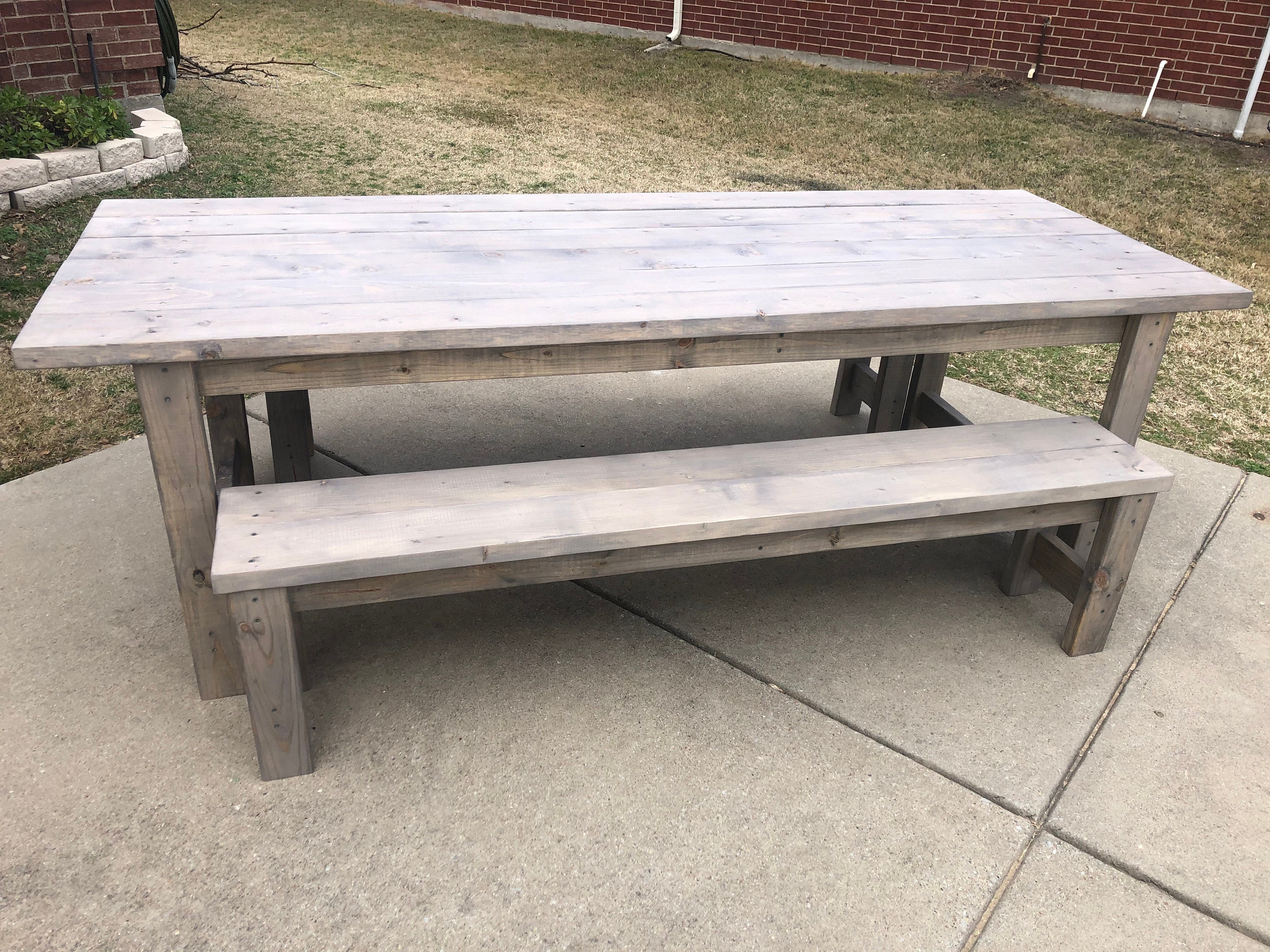 Outdoor 8ft table and 2 benches