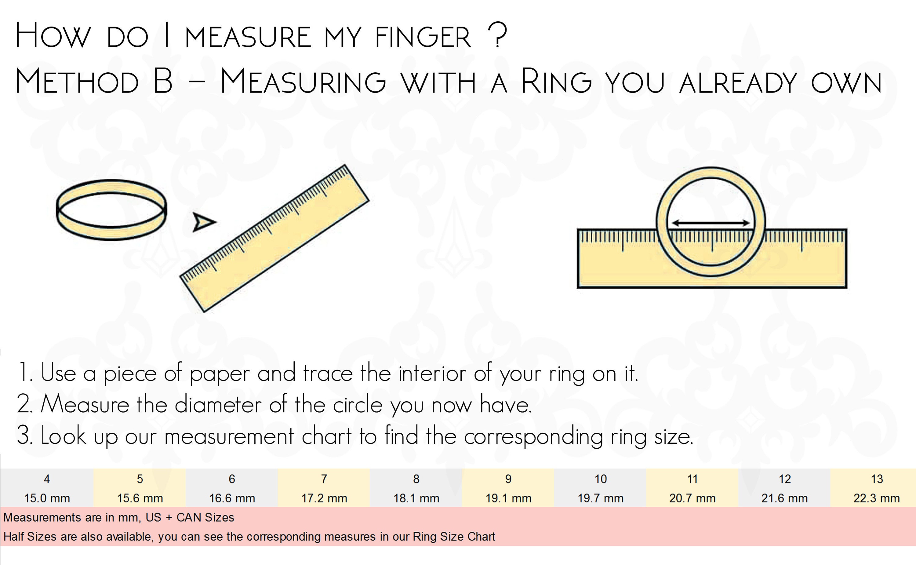 ring sizing chart measurement how to measure ring that i own