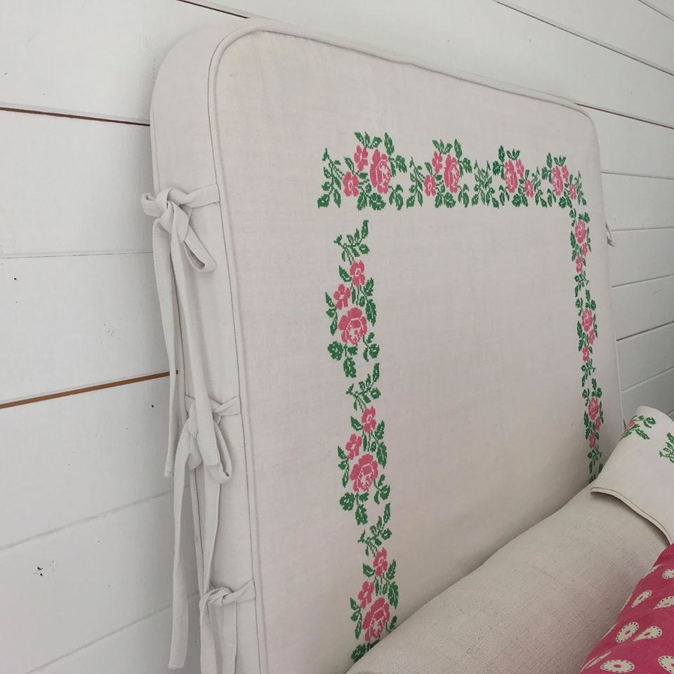 Loose cover headboard with ties