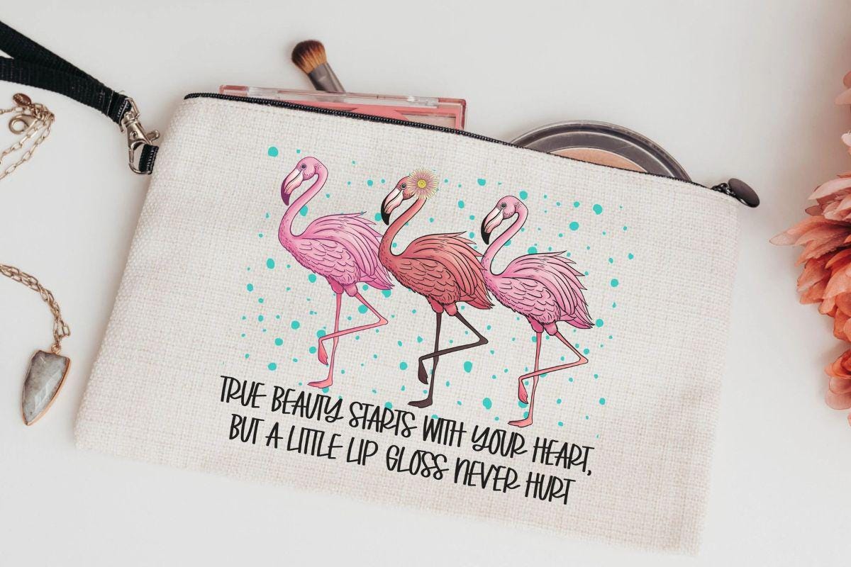 flamingo makeup bag