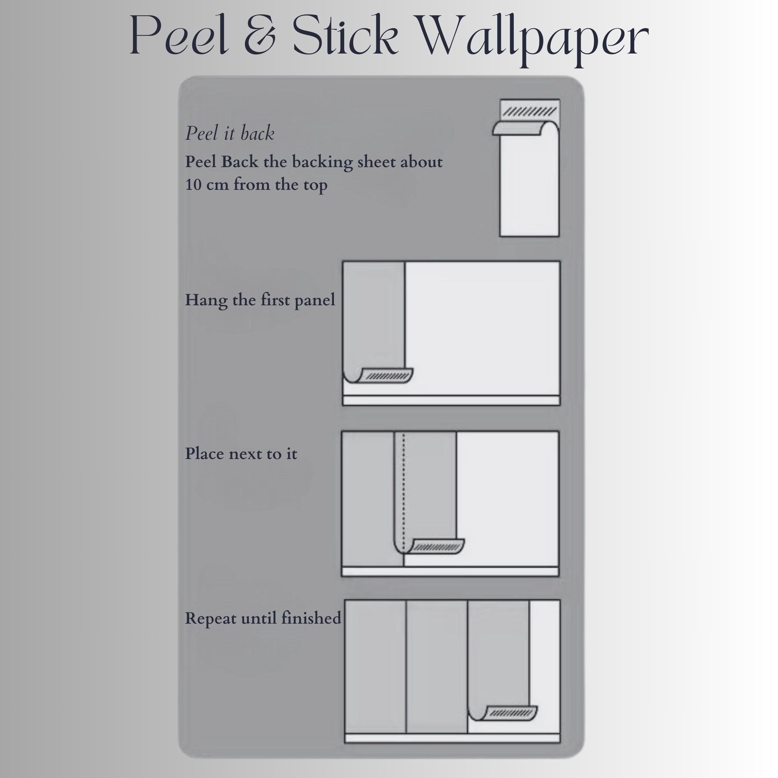 A step by step instructional graphic showing how to apply the wallpaper smoothly.