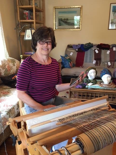 Kathy at her rigid heddle loom