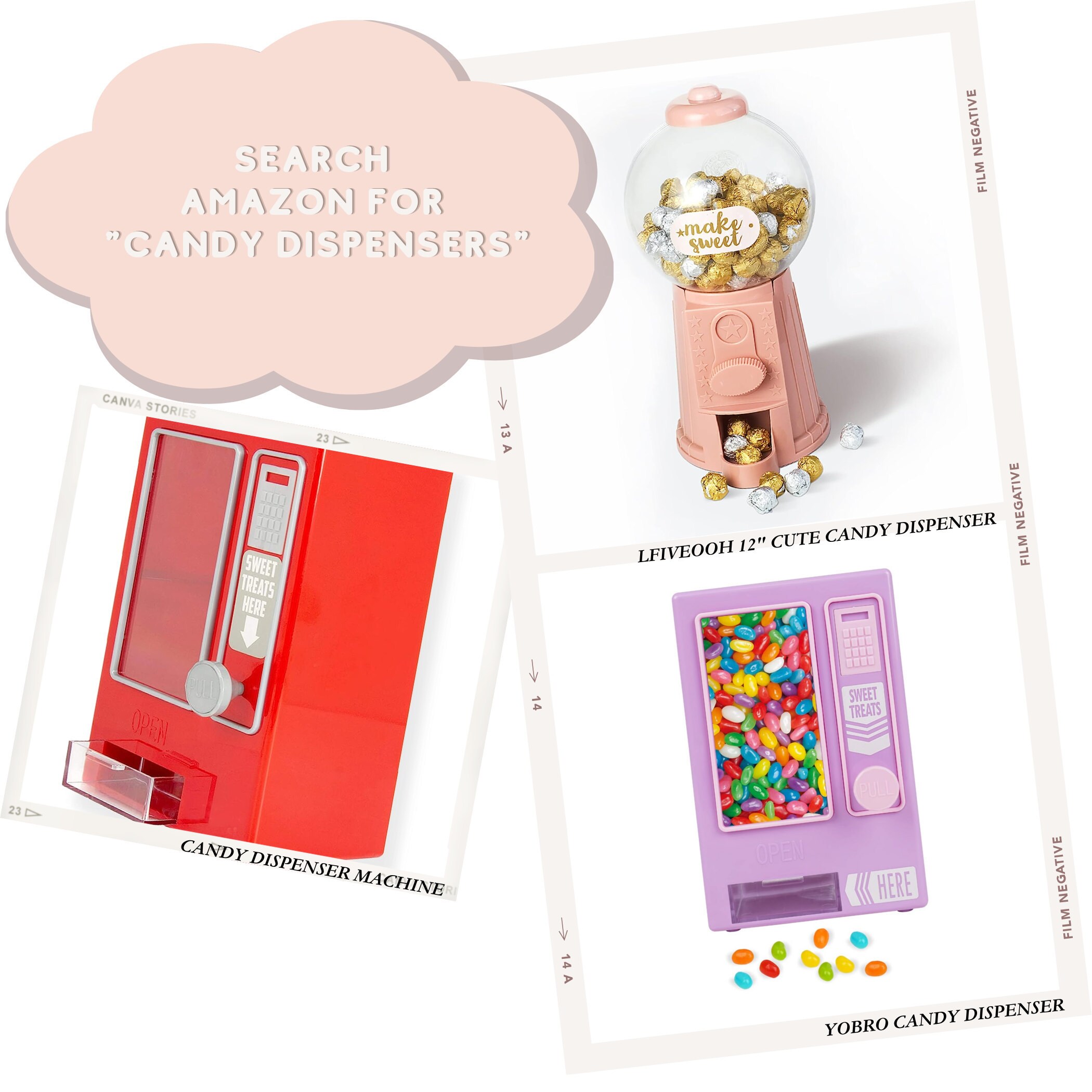 find candy dispensers to use as miniature book dispensers on amazon