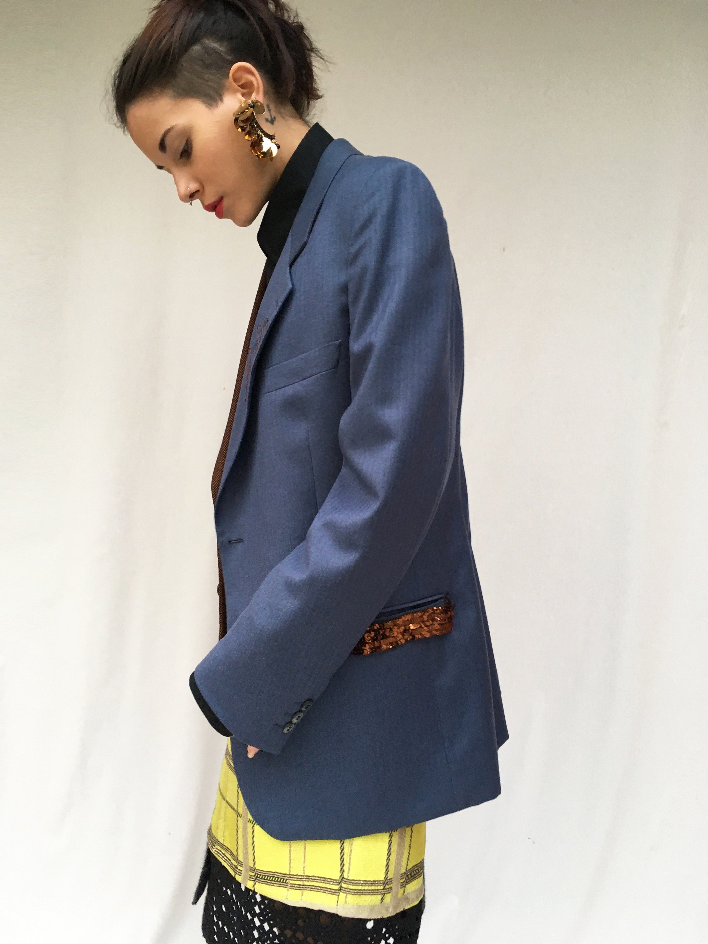 deconstructed skirt and jacket from selected vintage items. sustainability in the creative recovery of high quality waste clothing LOLA DARLING