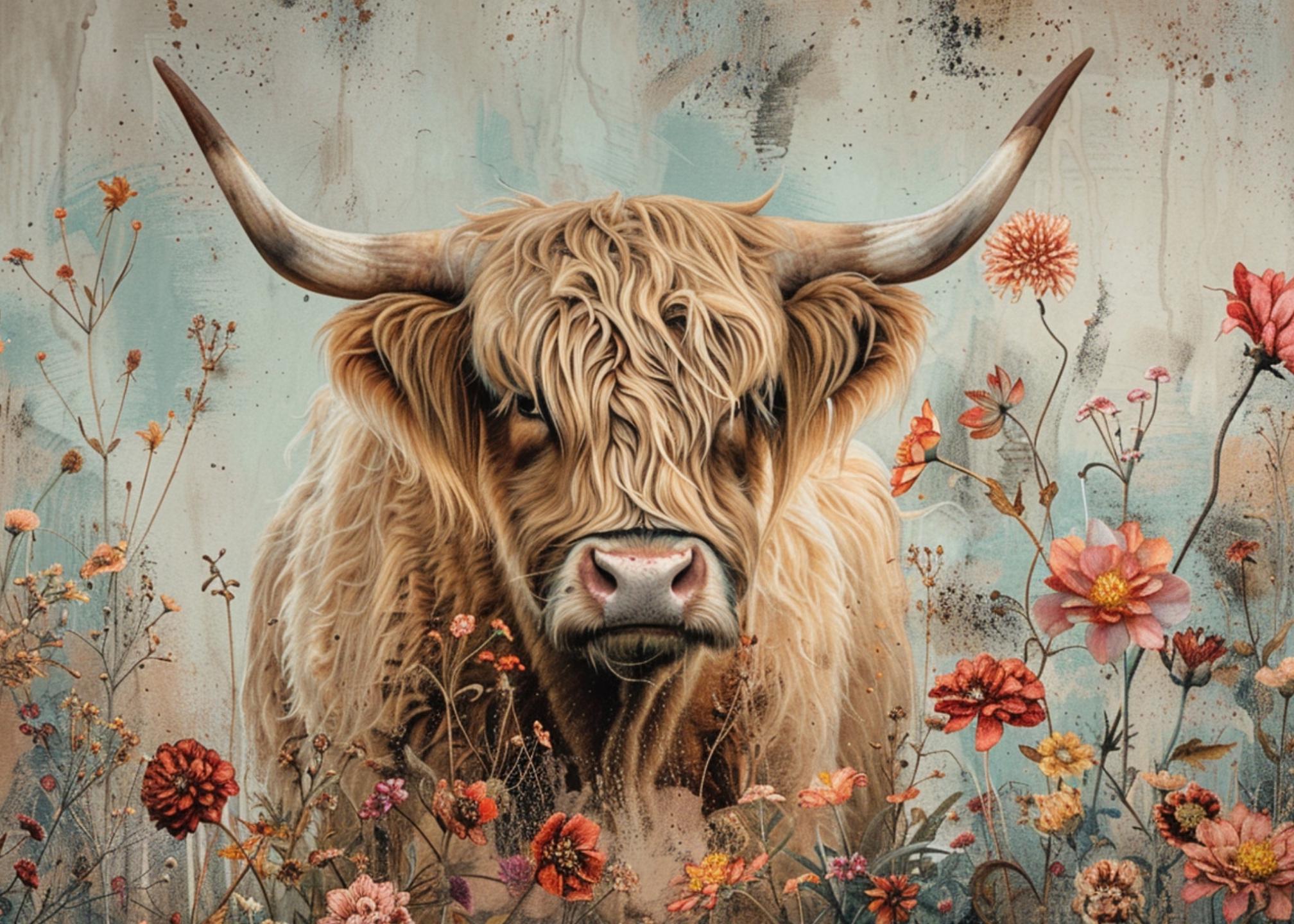 Highland Cows Watercolour Art