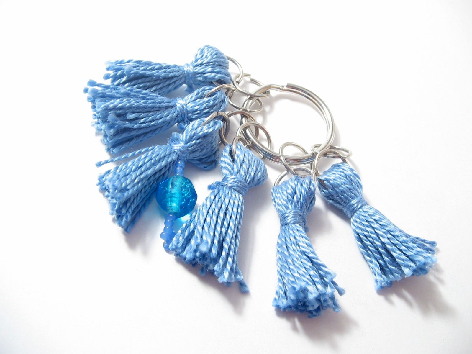 Light blue stitch marker set (with beaded row marker) from Lizbeths Garden
