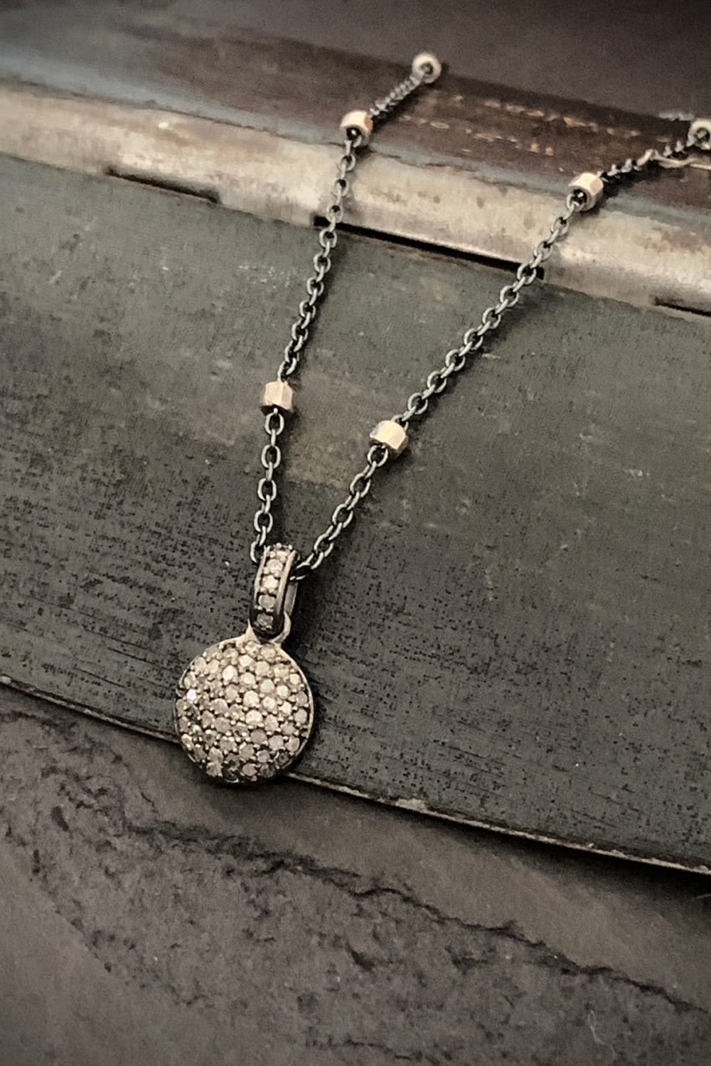 pave diamond necklace, pave diamond pendant