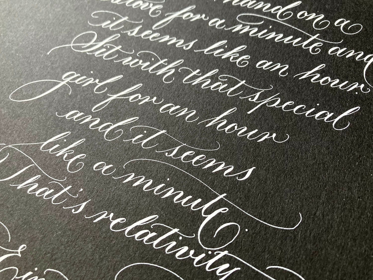 Einstein gravitation wedding reading quote in calligraphy