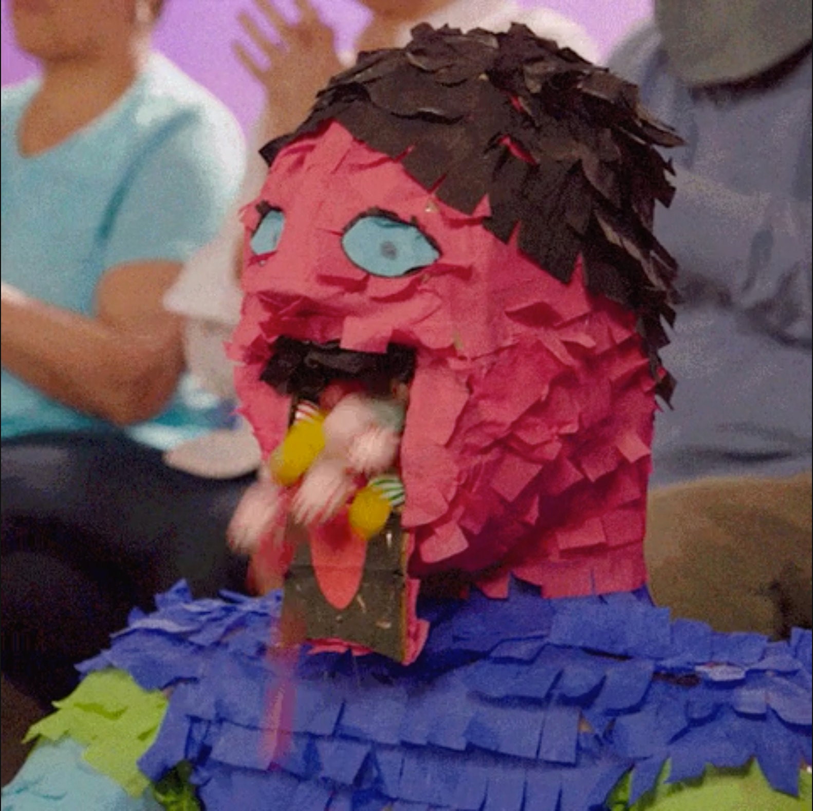 puppet vomiting candy