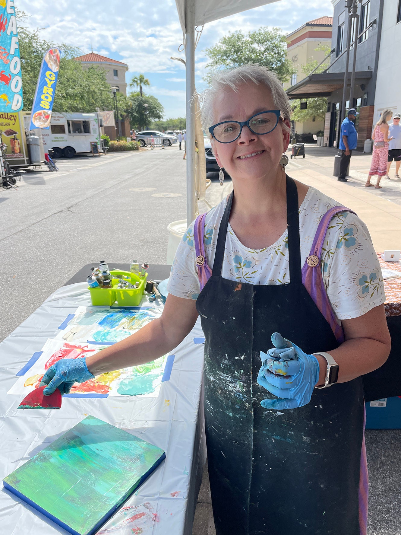 demonstration of cold wax and oil at ArtsQuest 2023