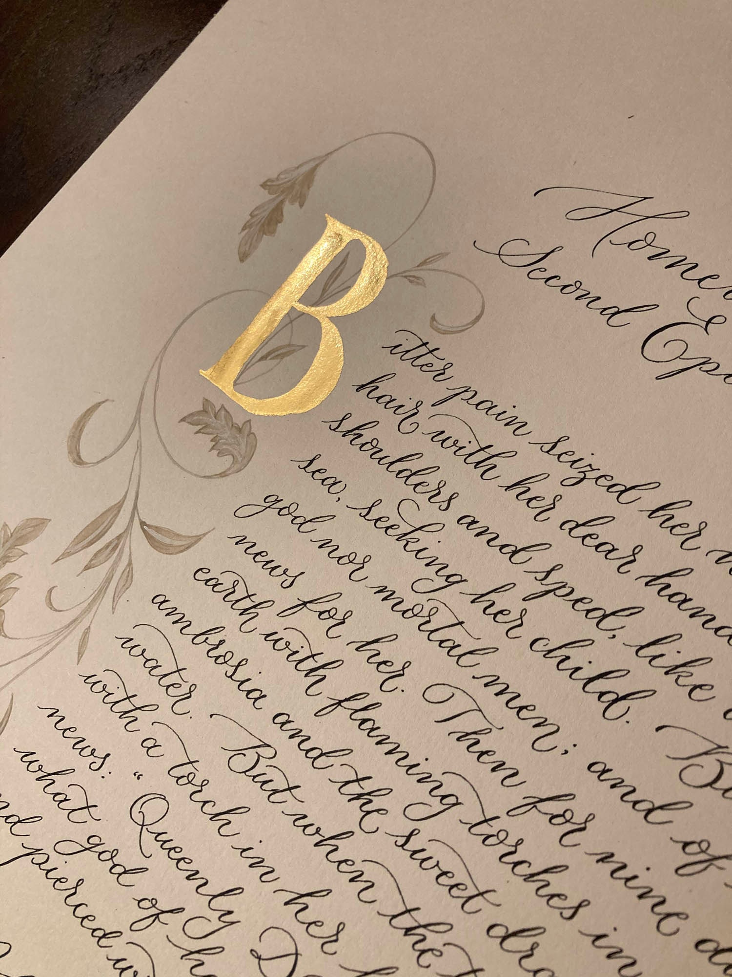 Calligraphy and gilding for a special birthday gift