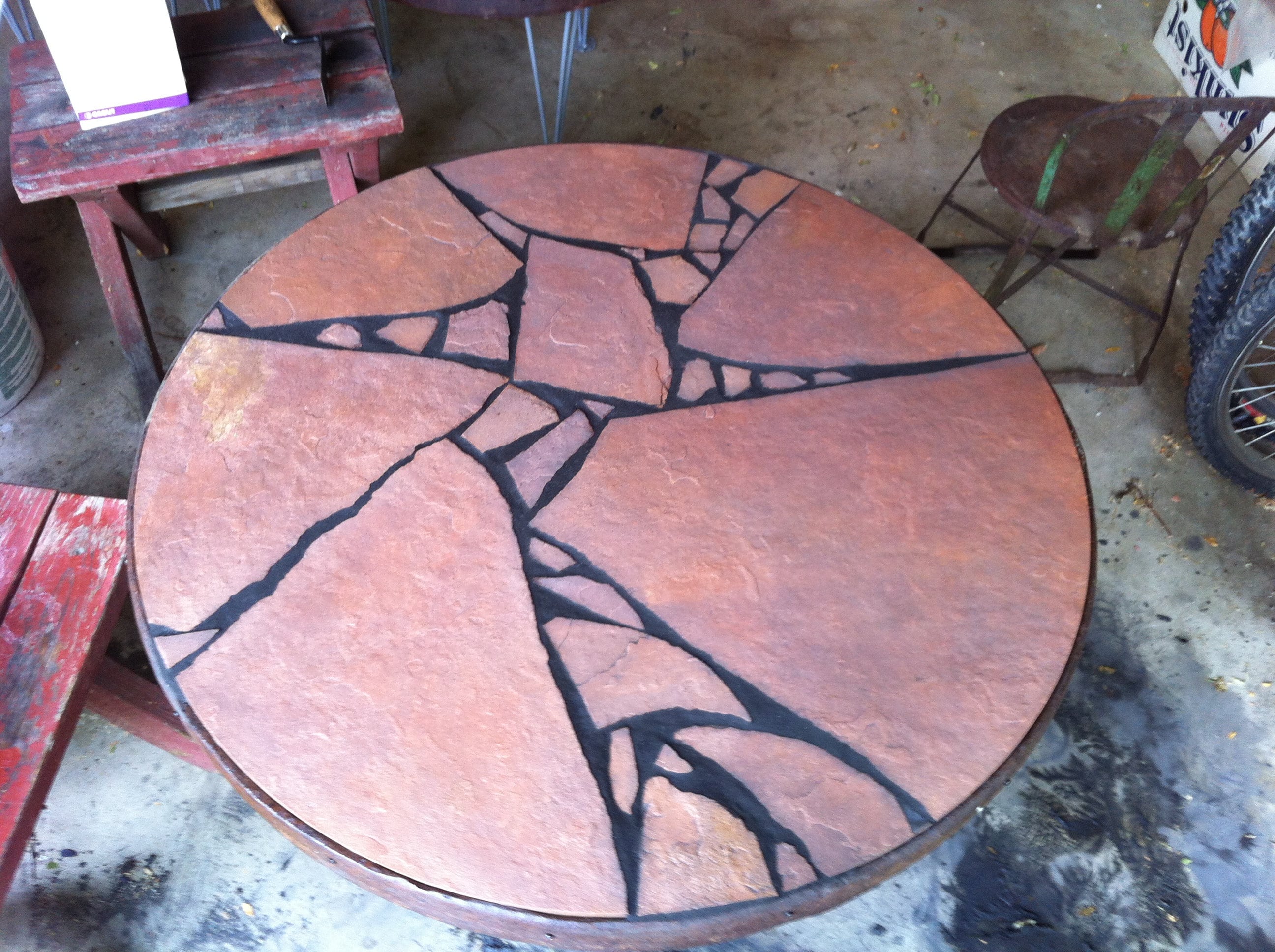 Johns table in progress.