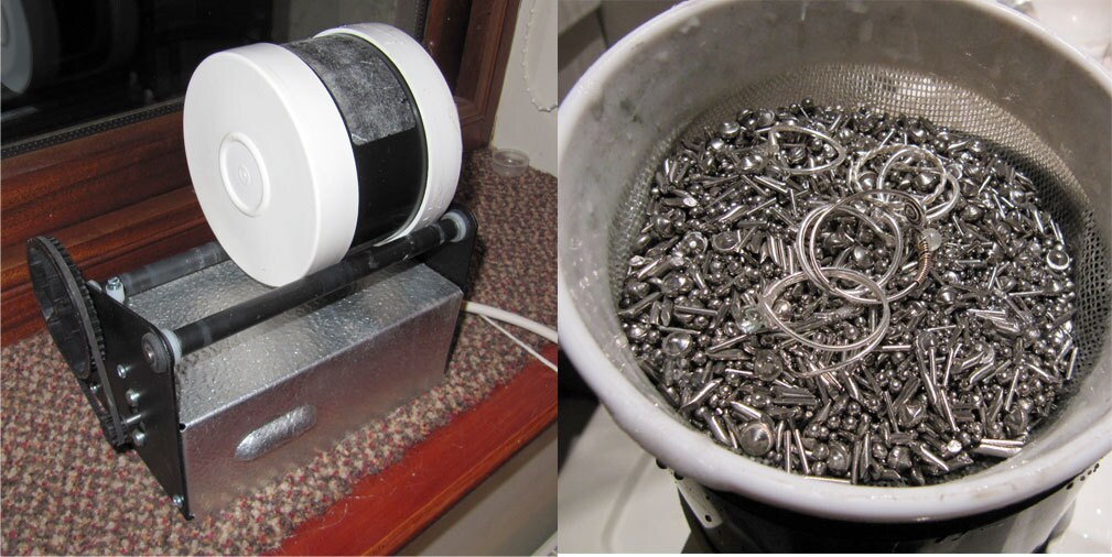 Tumbling silver to polish