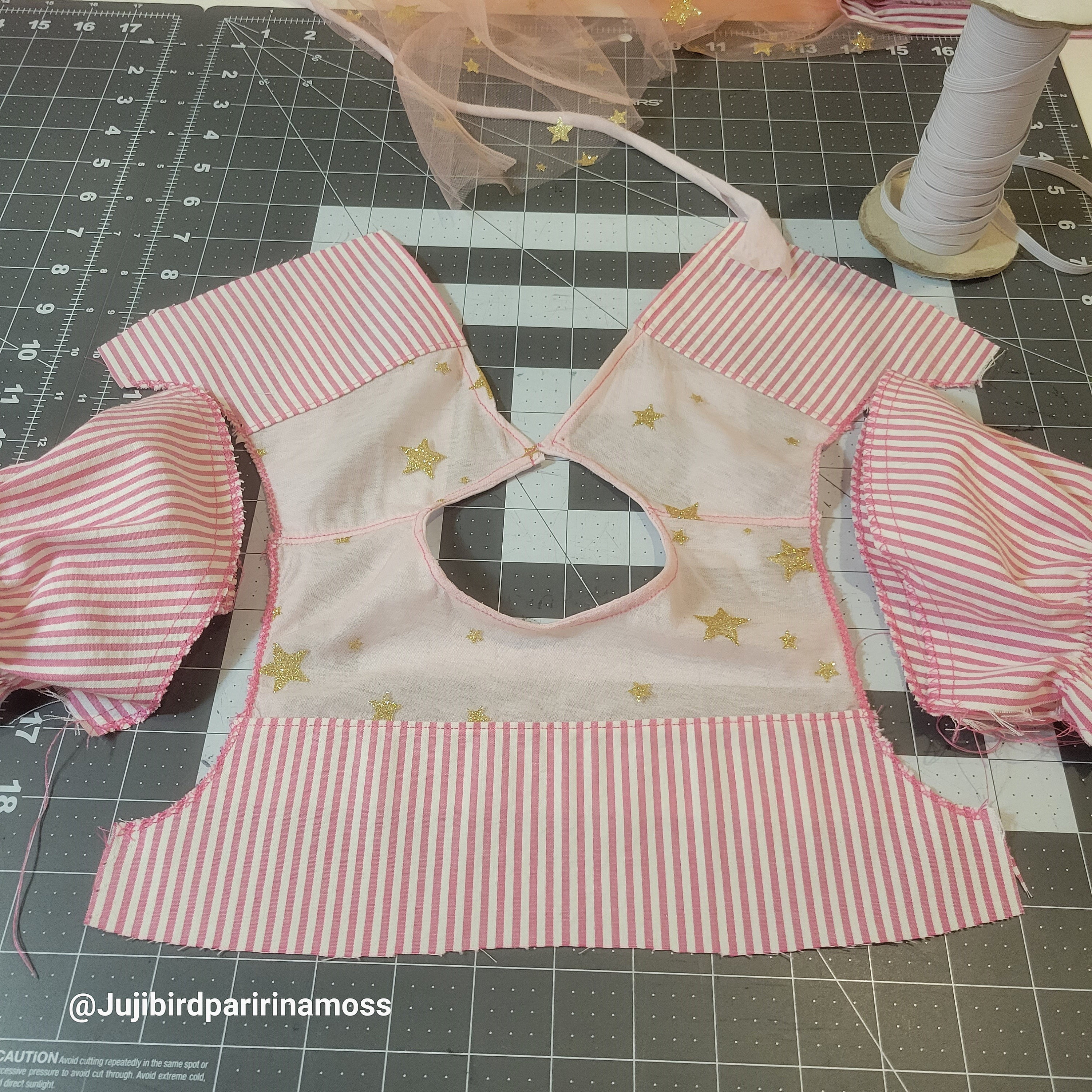 hot pink and white striped cotton dress pattern