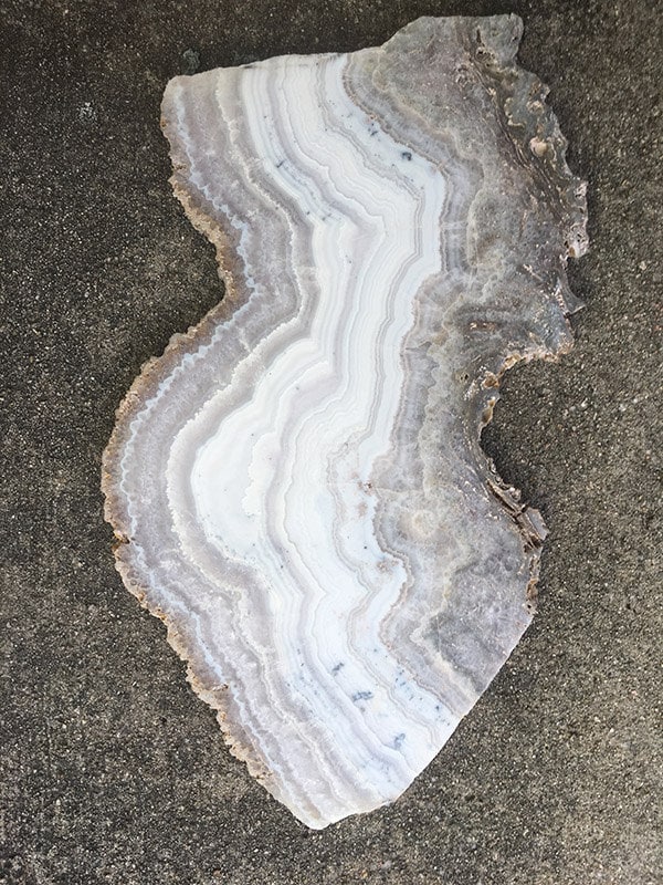 A 12 slab of sowbelly agate available to include in a table top