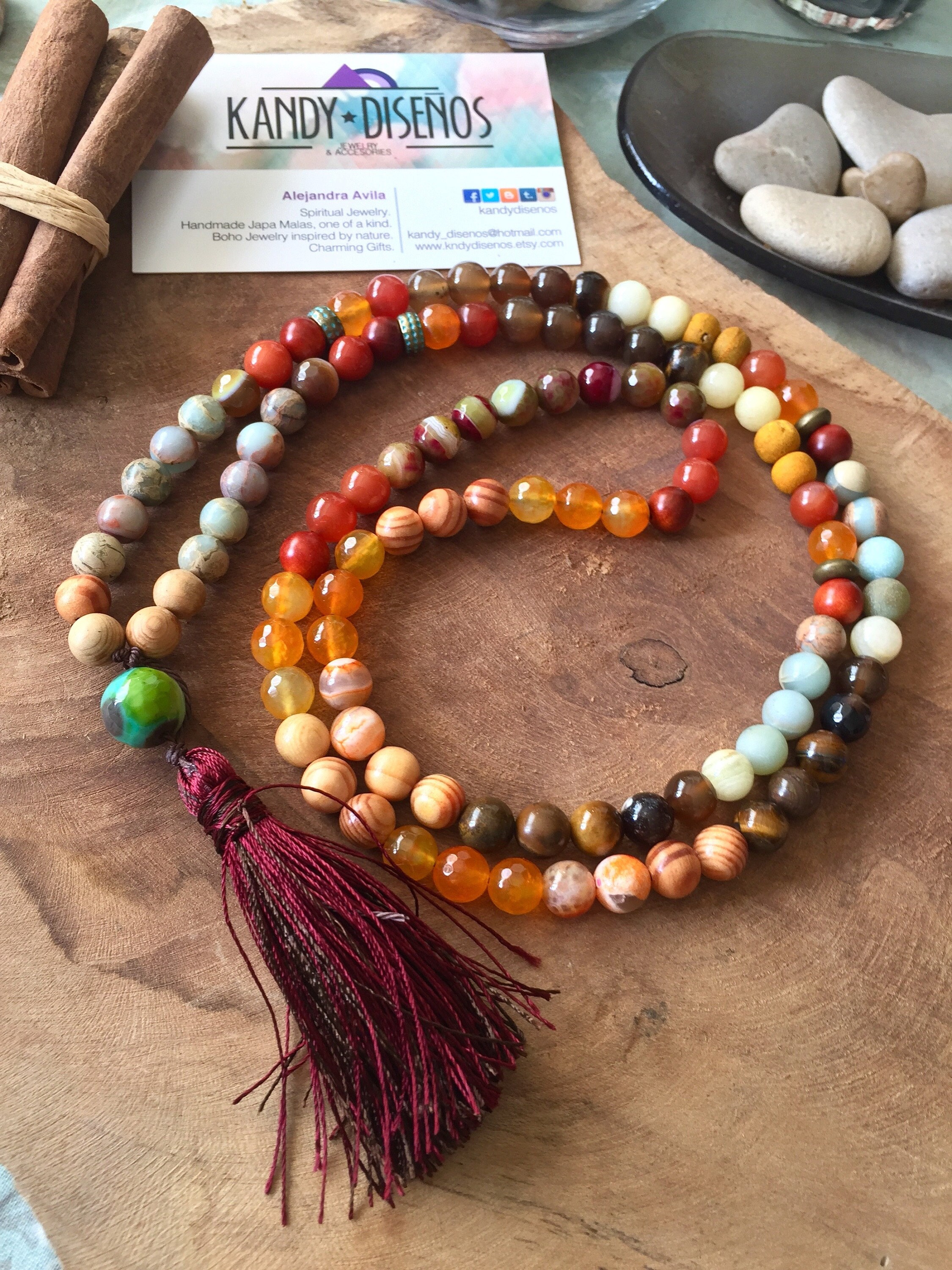 collar japa mala 108 cuentas tierra kandy diseños