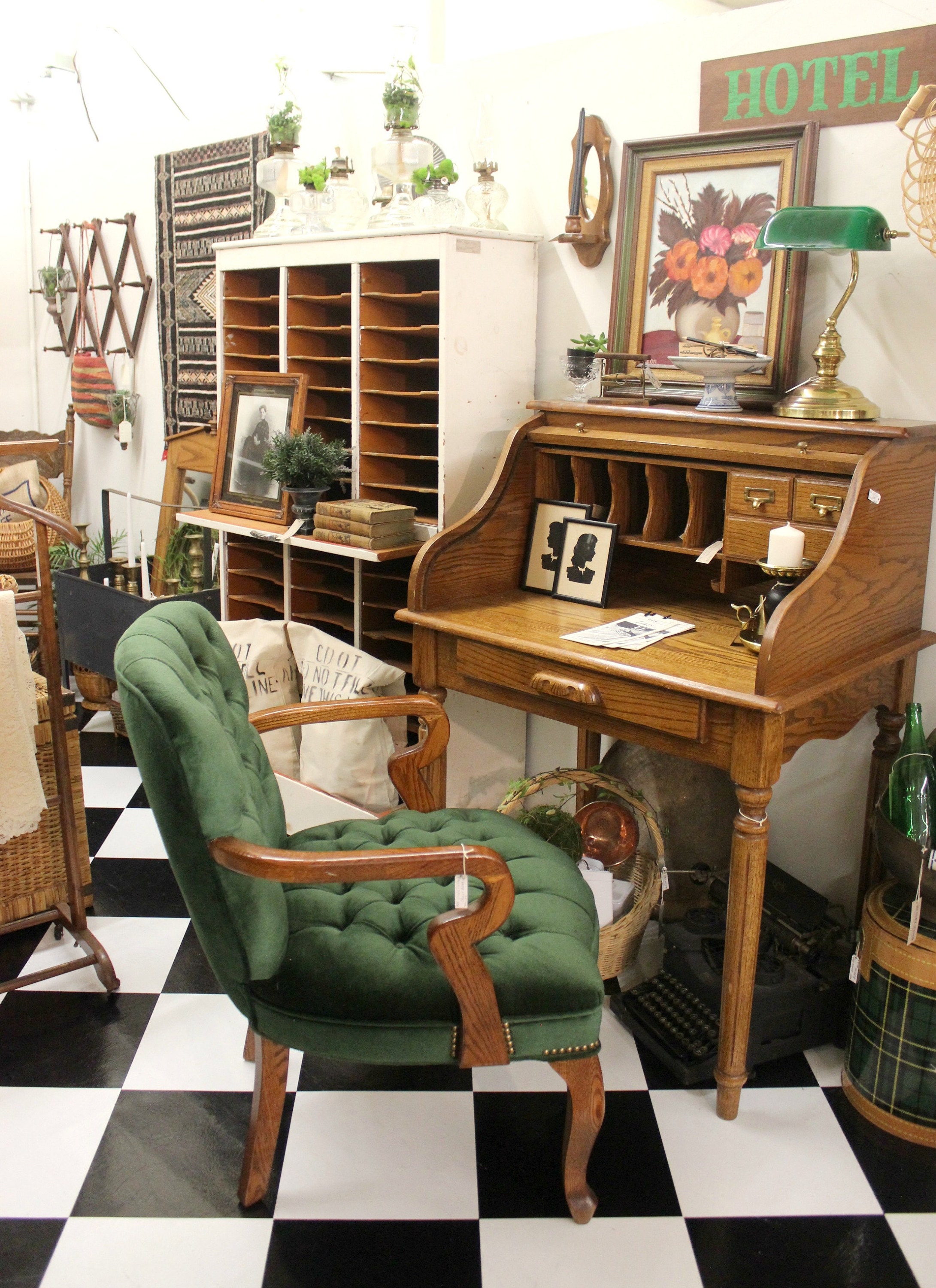 tufted green upholstered club chair