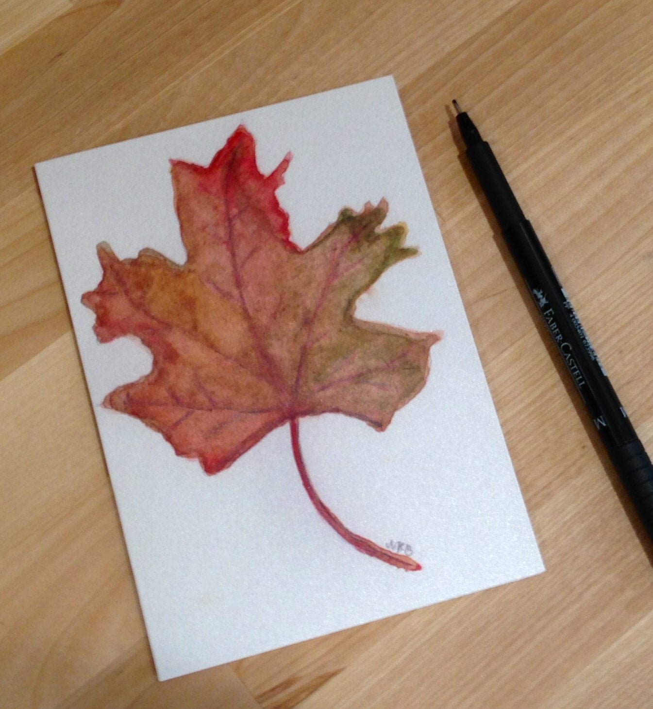 fall leaf illustration greeting card, Natalie Bradley art, Bradley Co.