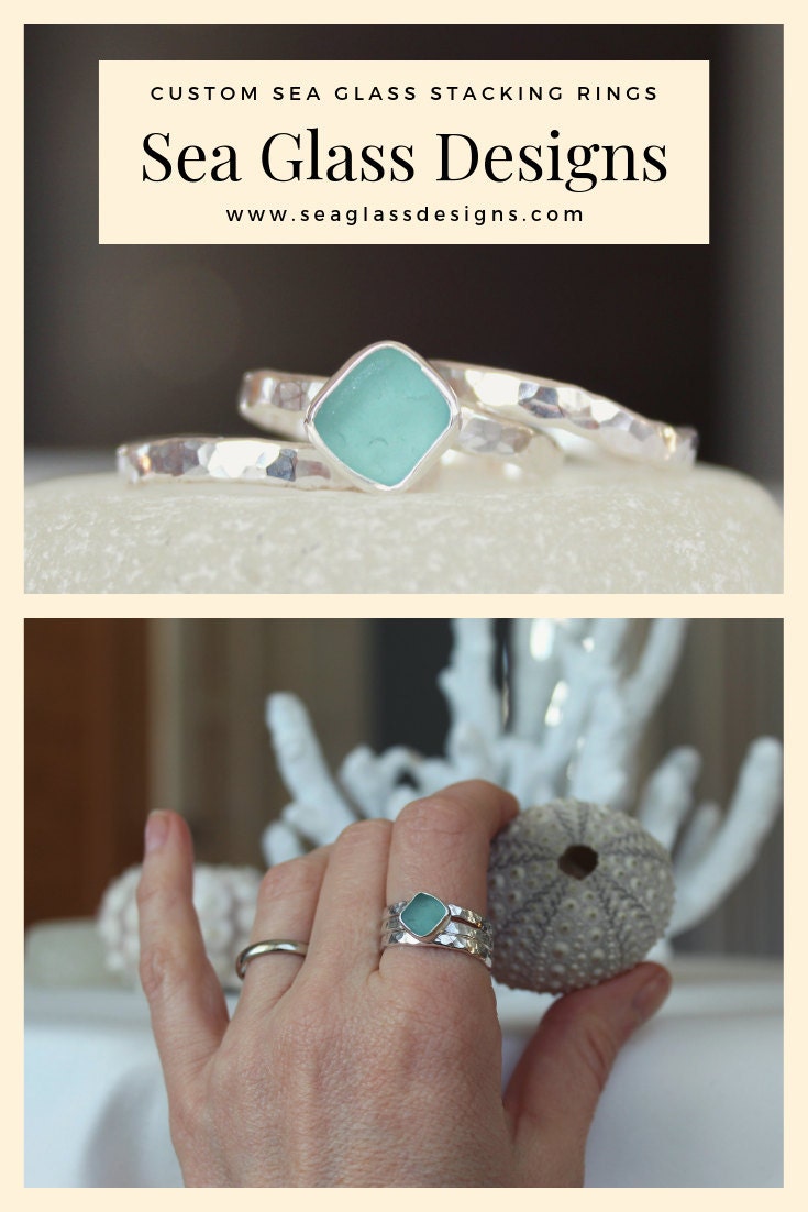 Sea glass rings, sea glass jewelry