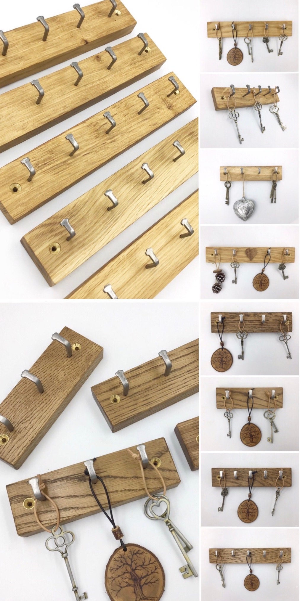 Gorlech Oak wood key racks in light and dark Oak, handcrafted in Wales, UK