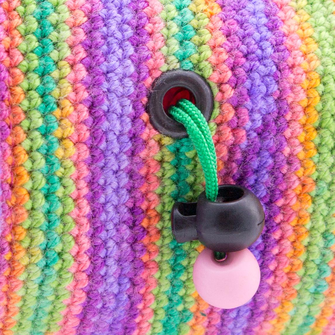 Minimalist chalk bag for climbers, crafted in a durable handknit style for secure chalk storage during bouldering and big wall ascents.