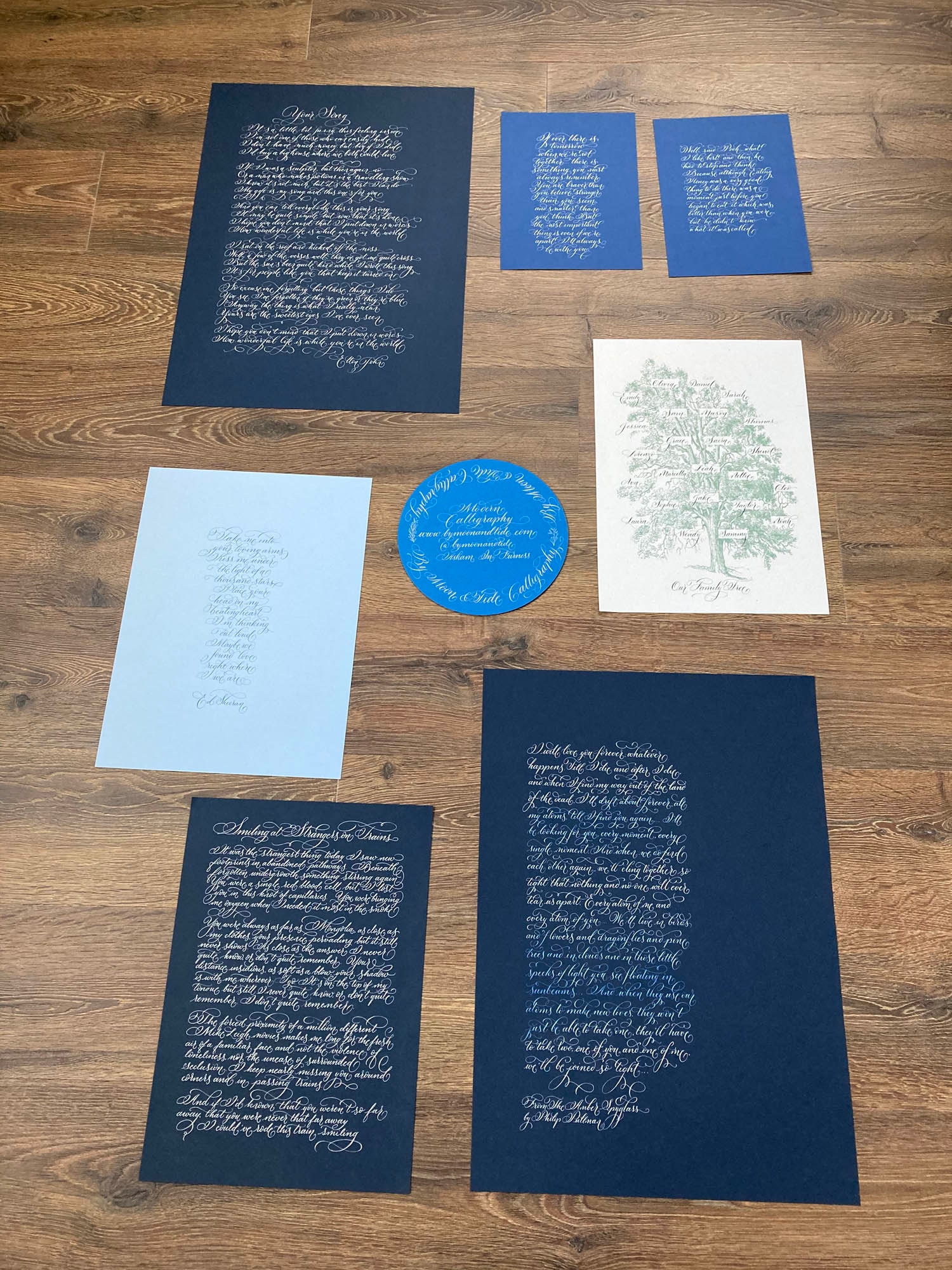 calligraphy poem commissions and family tree