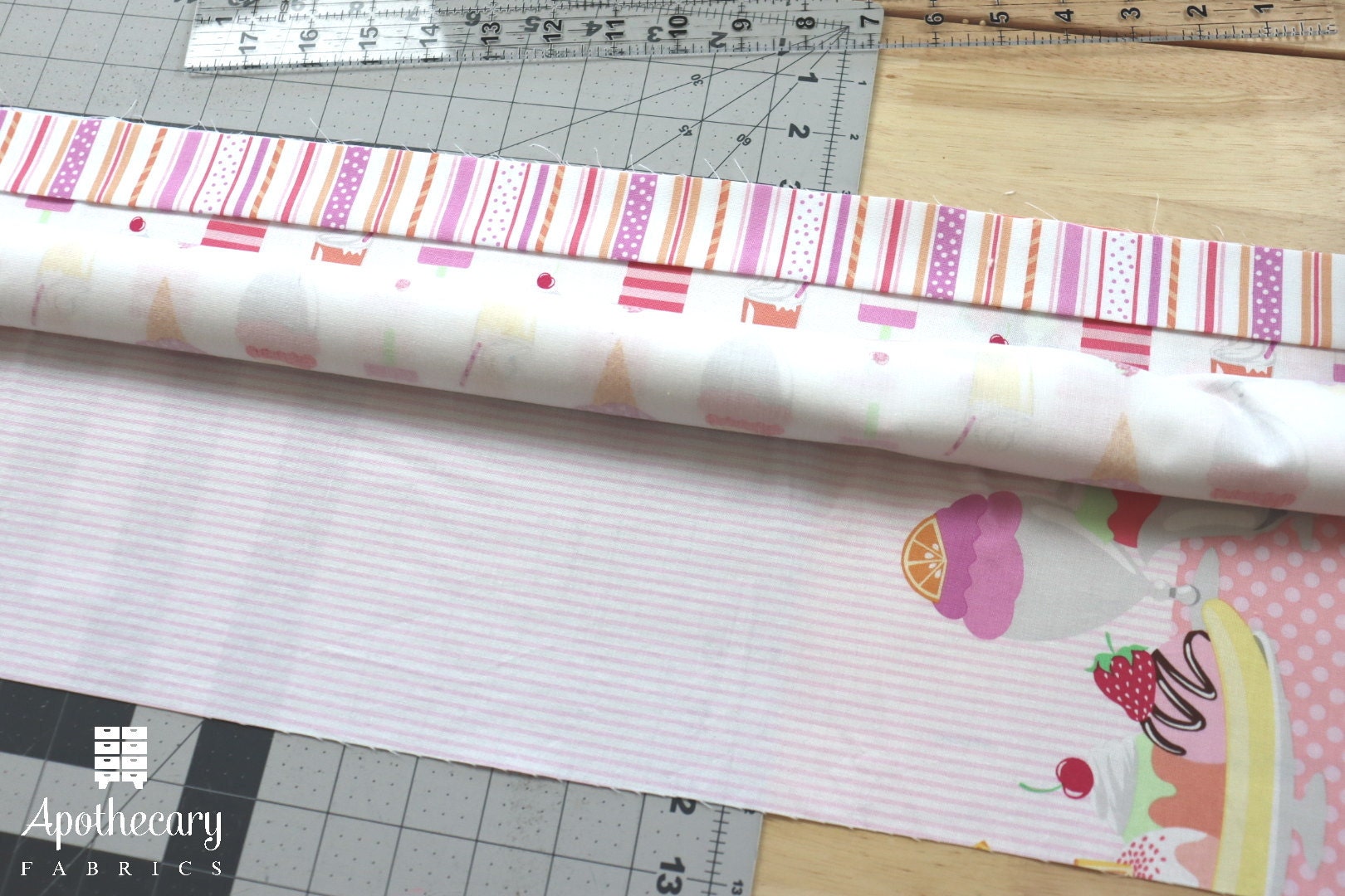 The main fabric of the Perfect Pillowcase rolled up and ready to cover with the burrito method.
