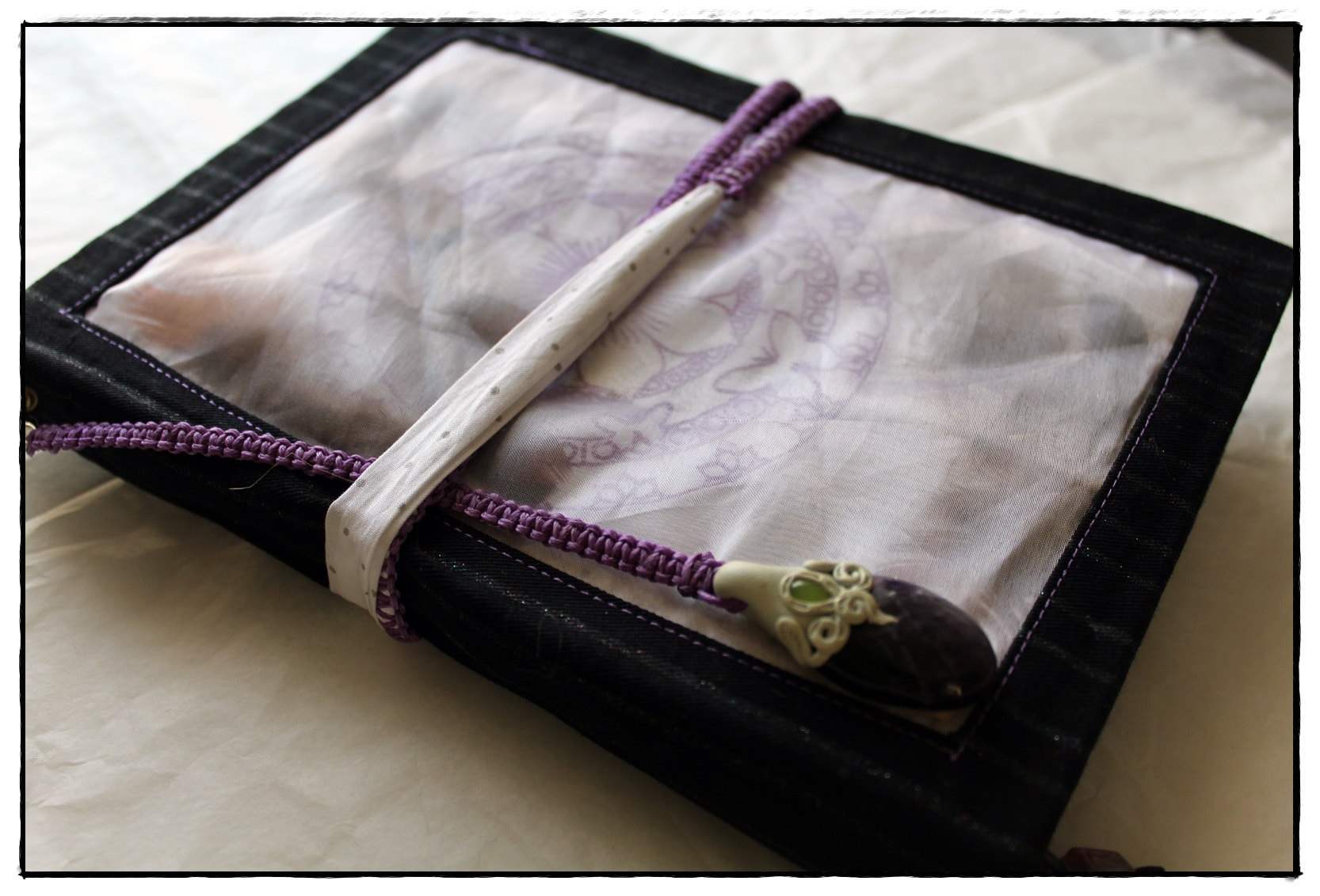 Amethyste, attrape rêve, carnet artisanal, lithotherapy, handmade notebook, bullet journal, plusmes, mandala