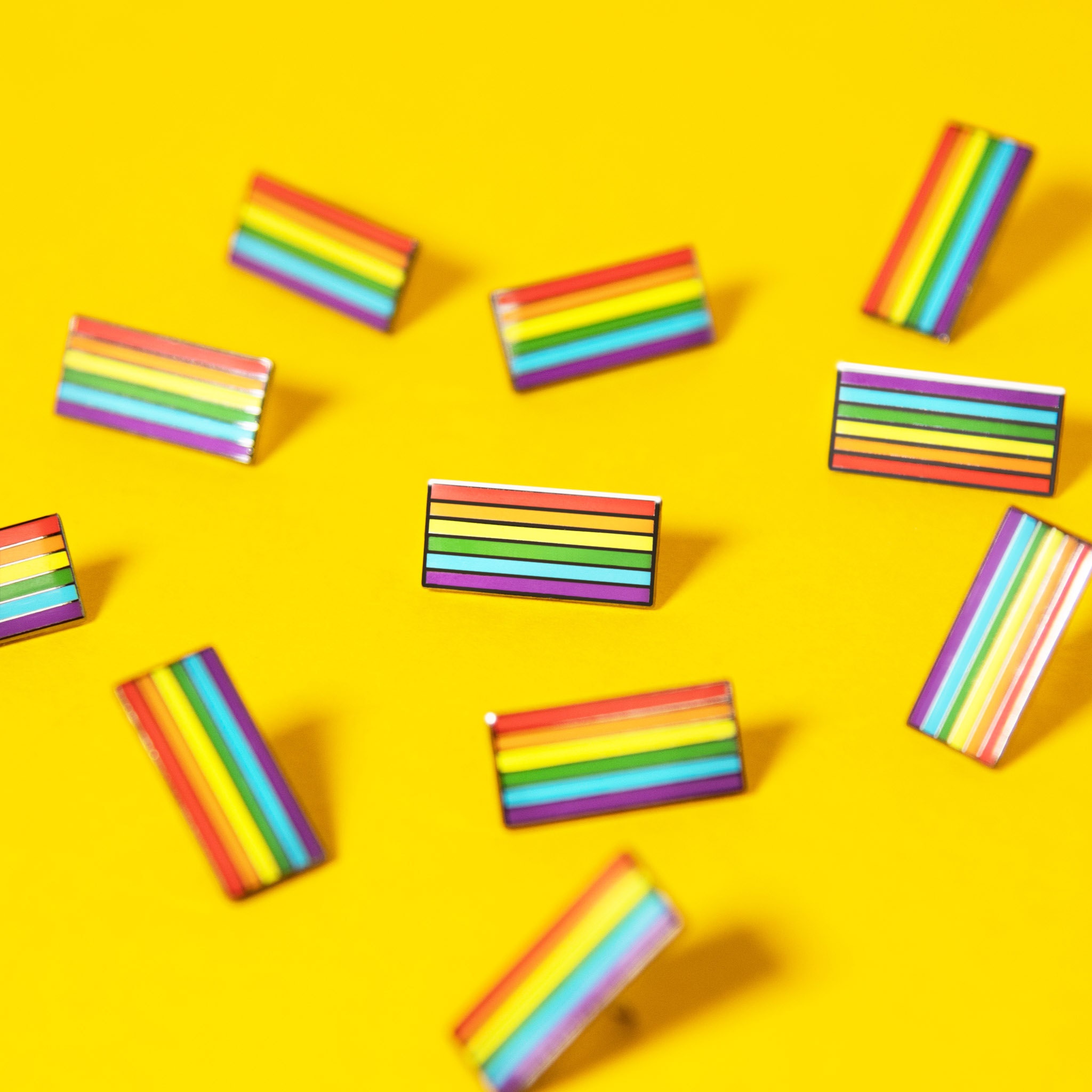 6 striped rainbow pride flag enamel pin