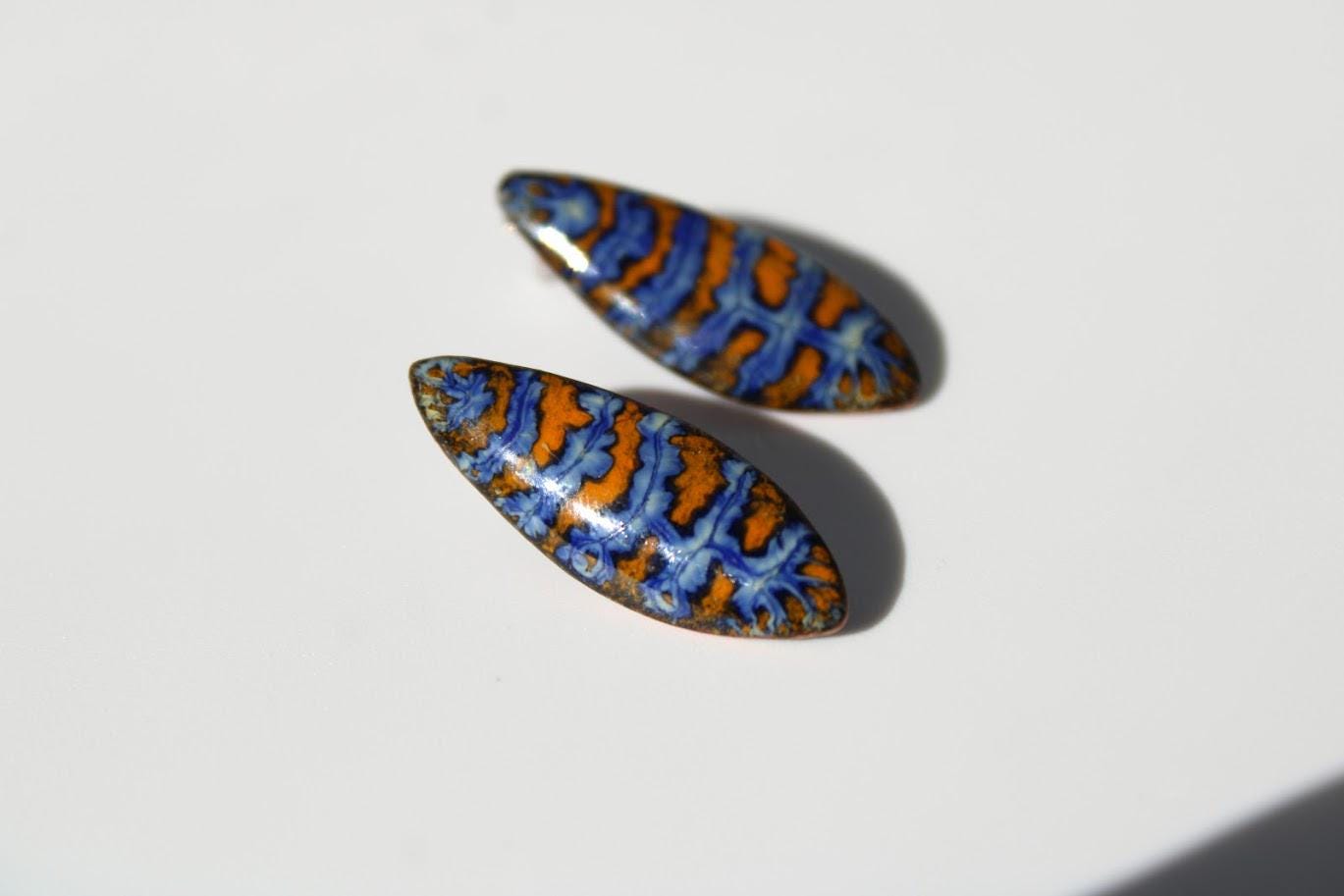 boucles doreille email sur cuivre