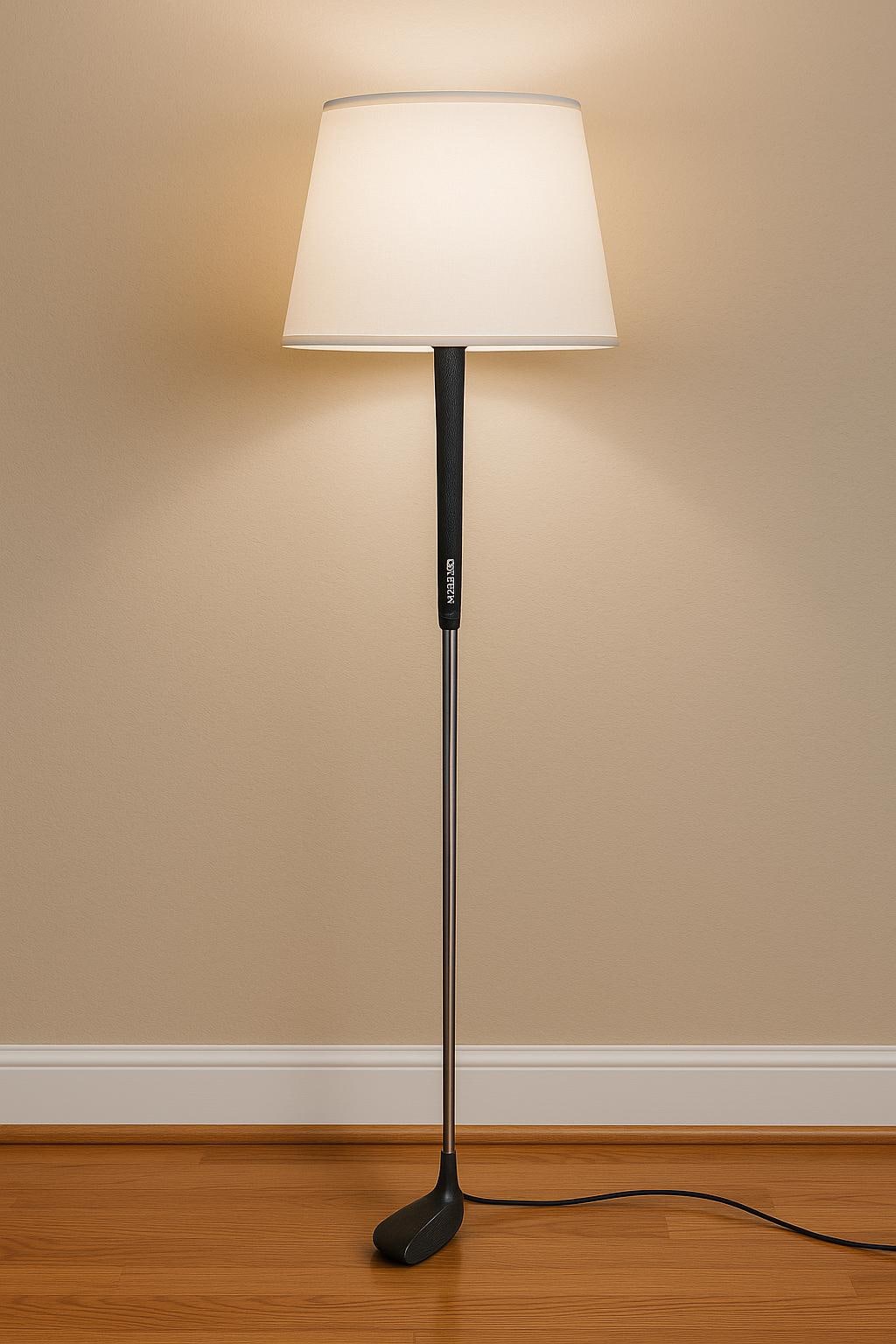 Luminária de Chão ou Mesa: Use o taco como suporte e instale um soquete com cúpula no topo.