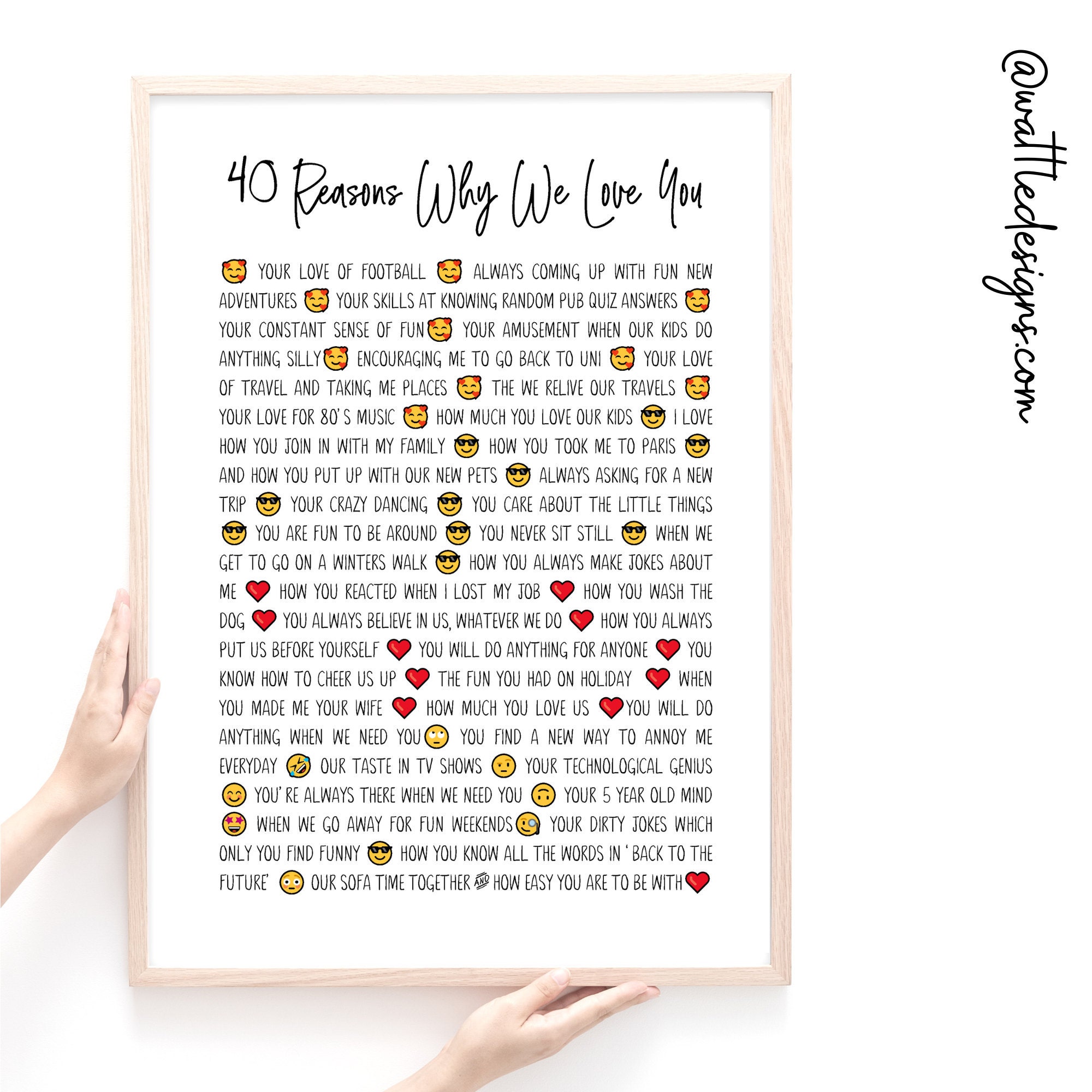 reasons we love you gift idea print