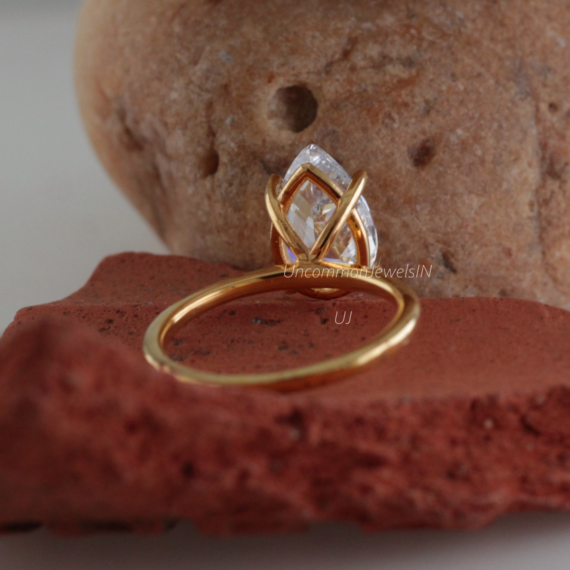 3.00ct Pear Lab Diamond Ring, IGI Certified, Unique Pear Diamond Engagement Ring, Diamond Ring, UncommonJewelsIN, Independance Day Sale