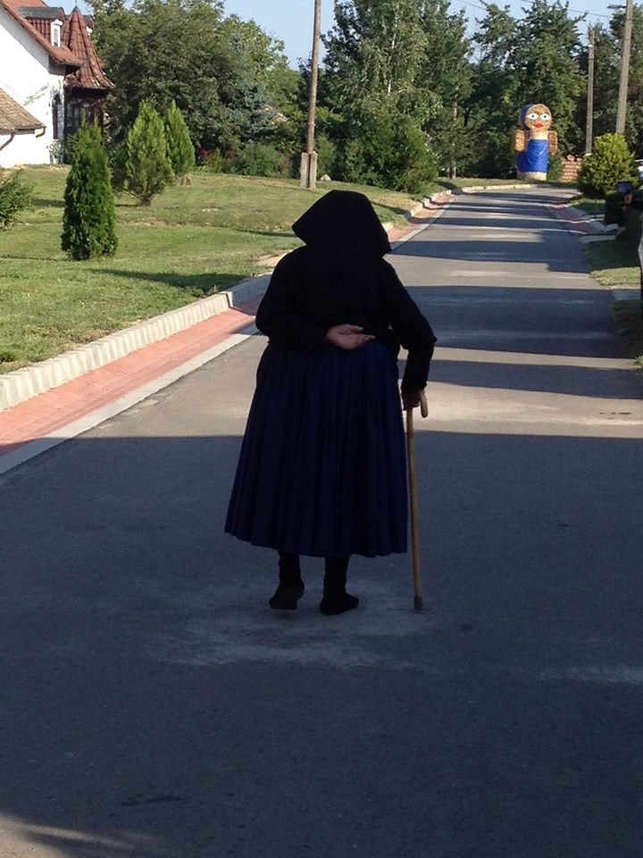 Hungarian women walking in Nagynarad, Hungary