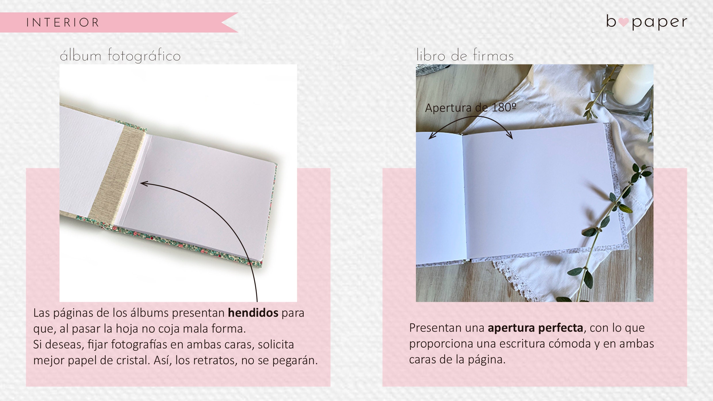 Diferencias entre el interior de un álbum fotográfico o de recorte y un libro de firmas